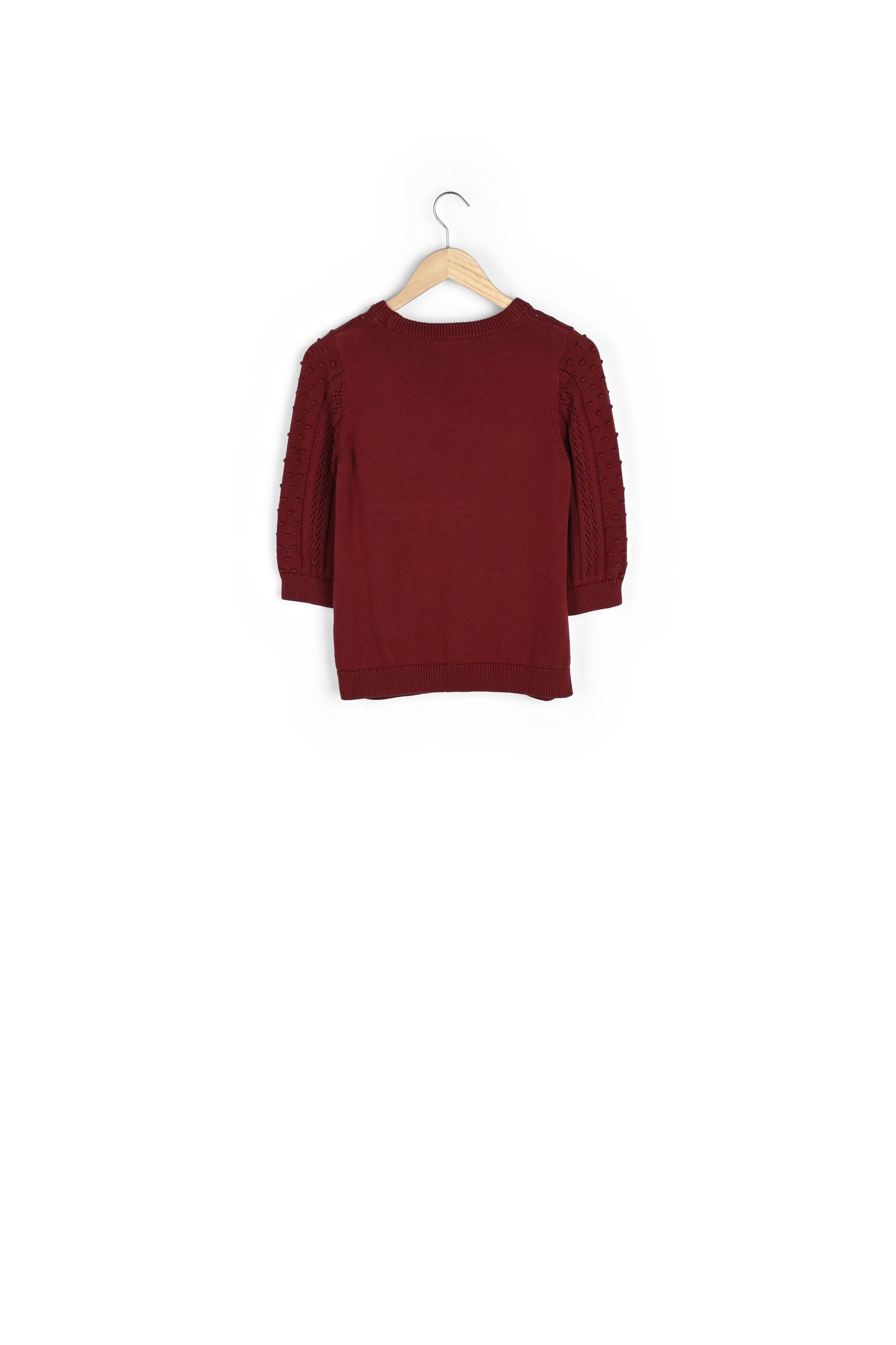 Pull texturé en coton bio rouge brique Pietra Faume - seconde main