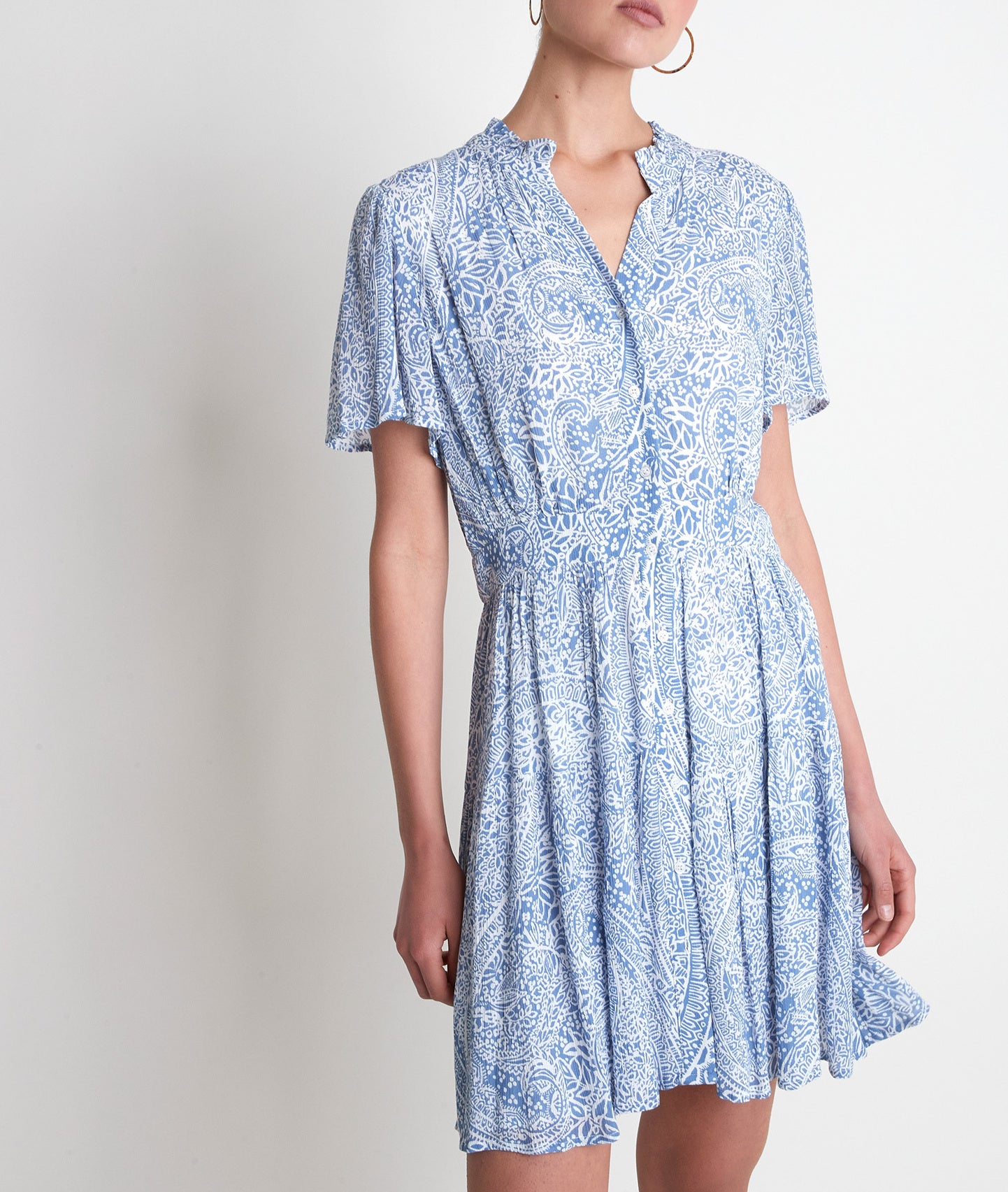 Robe courte imprimée bleu ciel Leonie Faume - seconde main