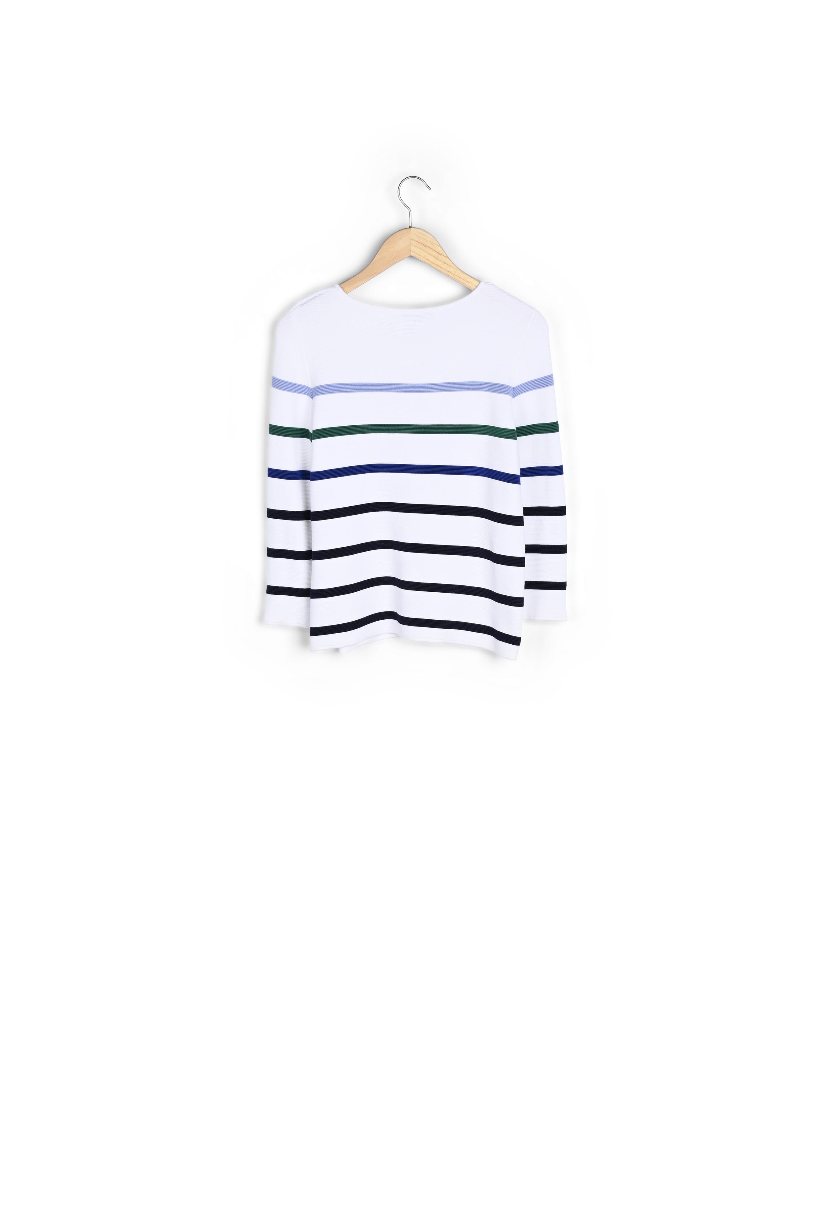 Pull blanc à rayures colorée en viscose mélangée Nacadamia Faume - seconde main