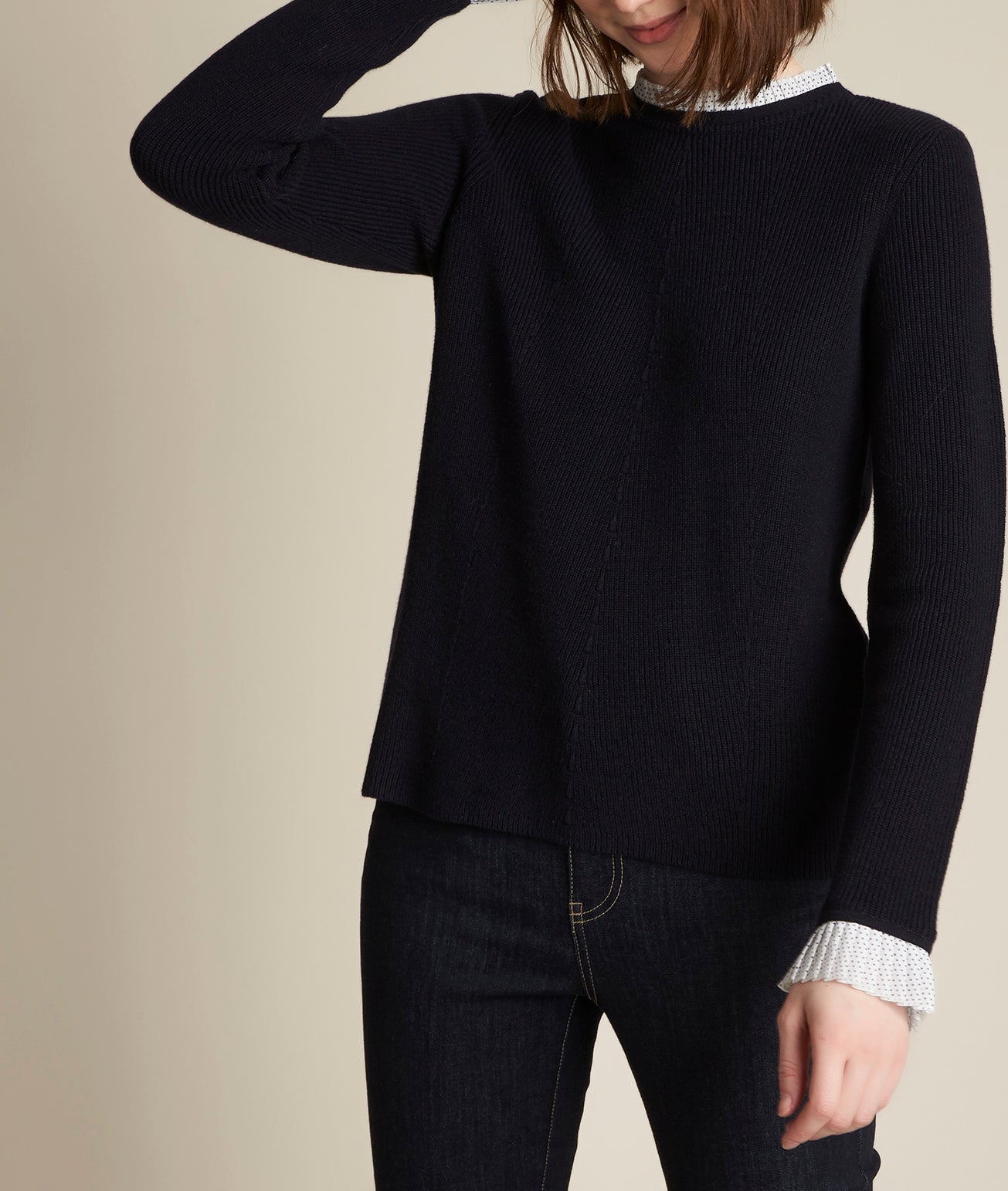 Pull marine au col claudine Fully Faume - seconde main