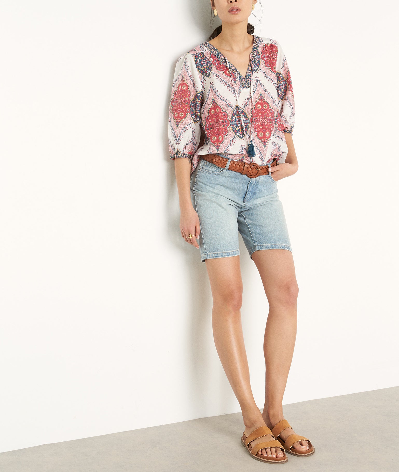 Blouse imprimé en coton rose Cybile Faume - seconde main