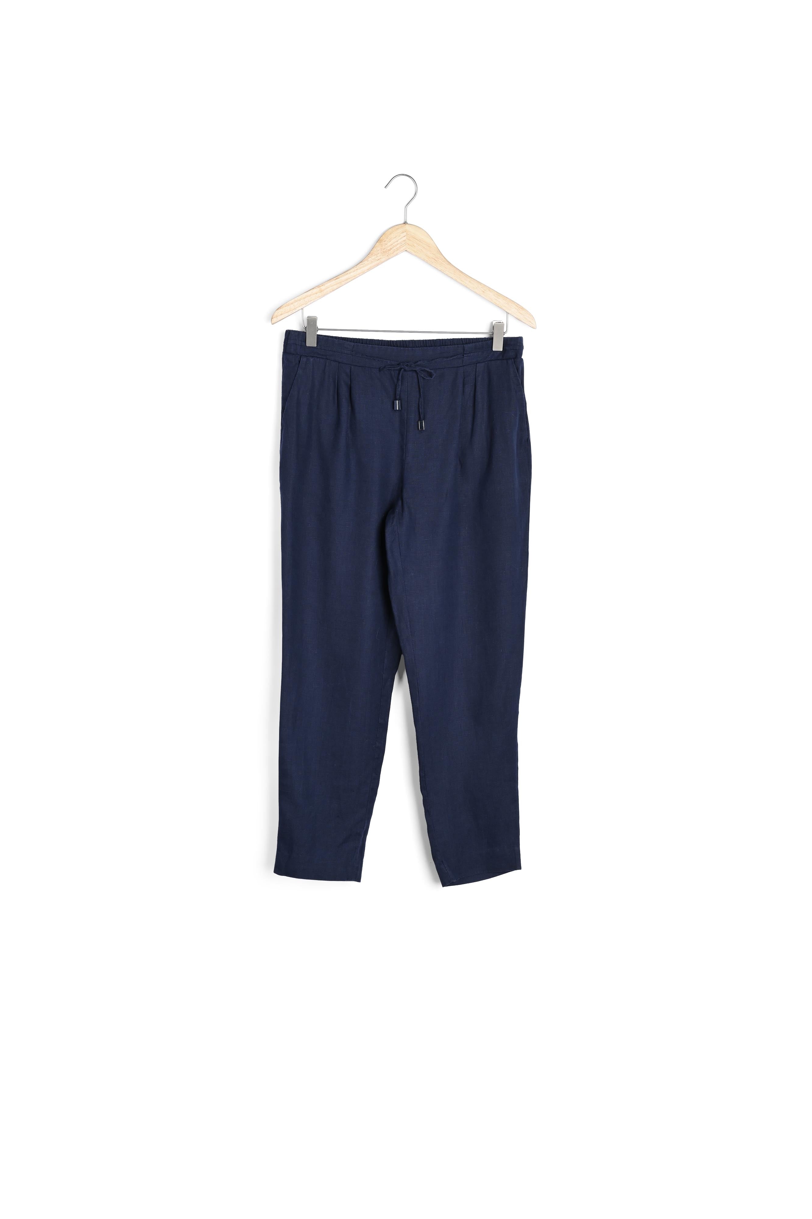 Pantalon carotte en lin marine Flynn Faume - seconde main