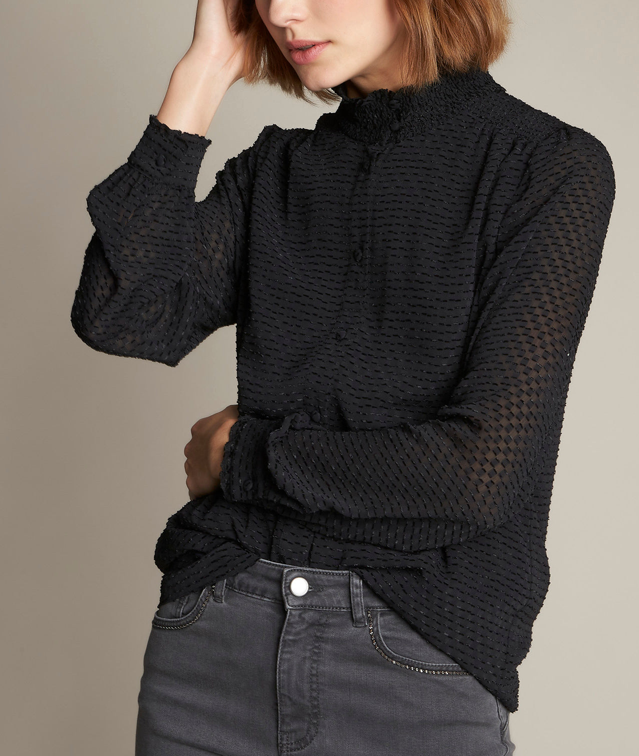 Blouse noire plumetis Eve marie Faume - seconde main