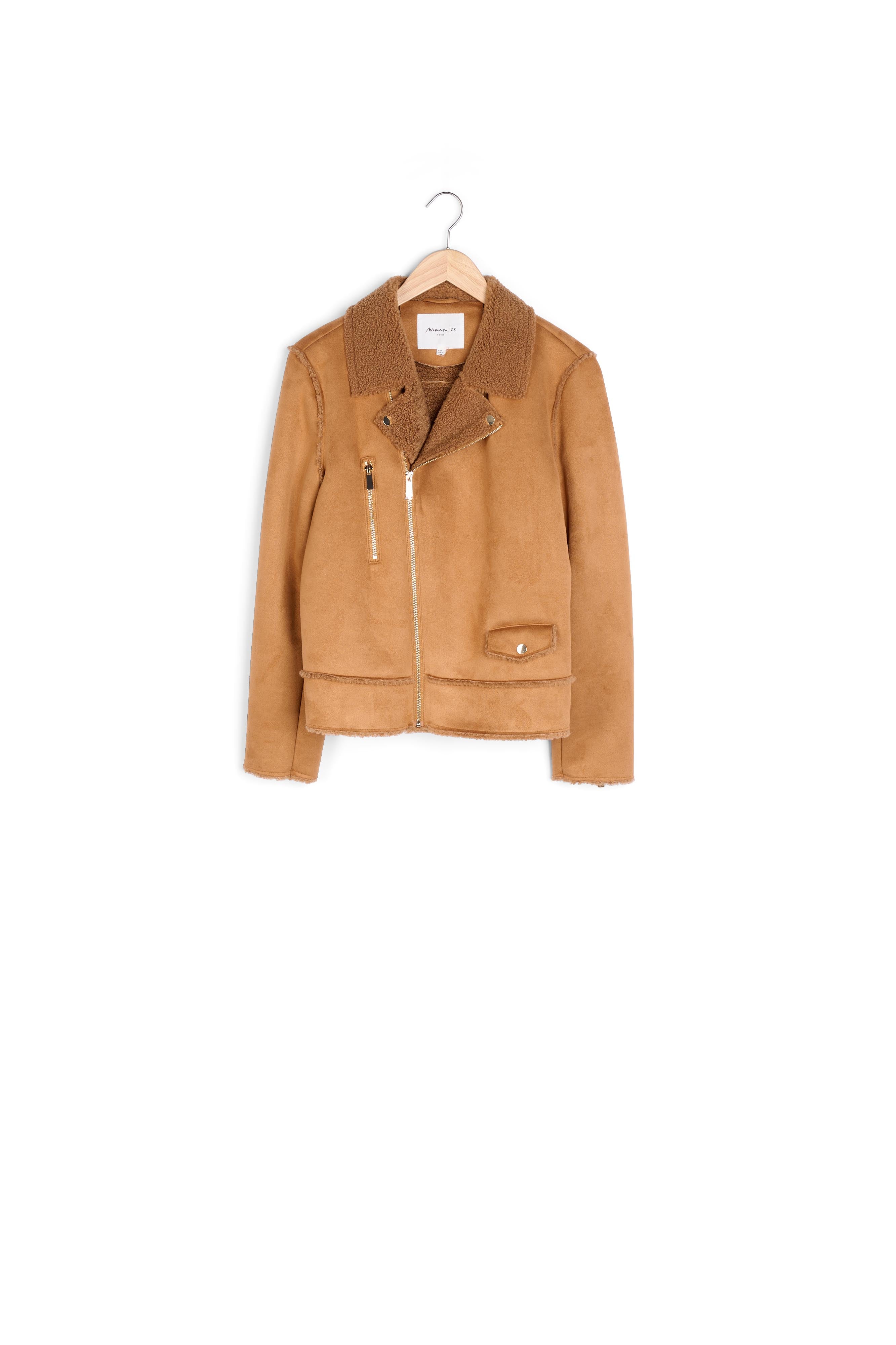 Blouson en fausse peau lainée camel Tommy Faume - seconde main
