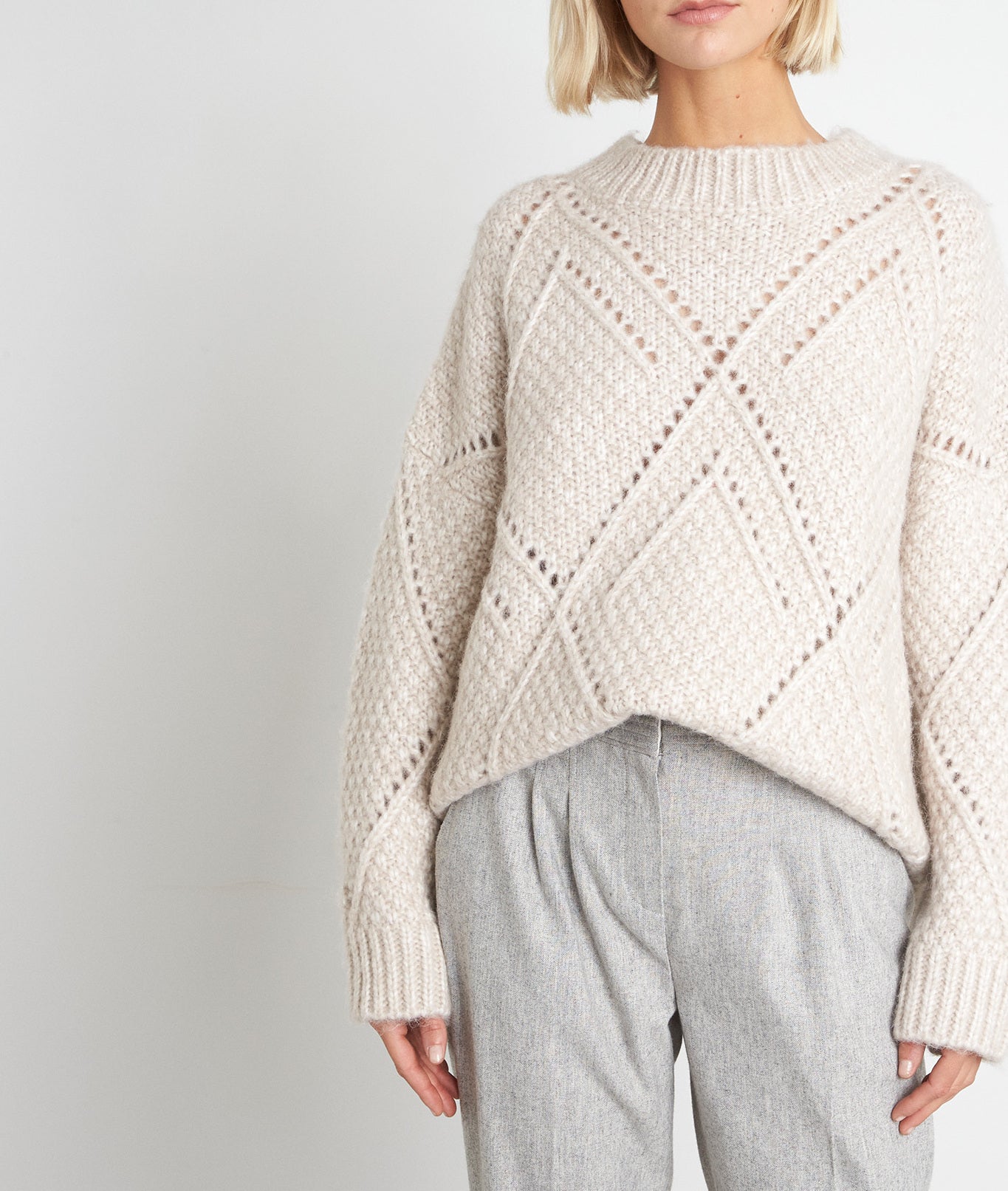 Pull oversize graphique crème Timael Faume - seconde main