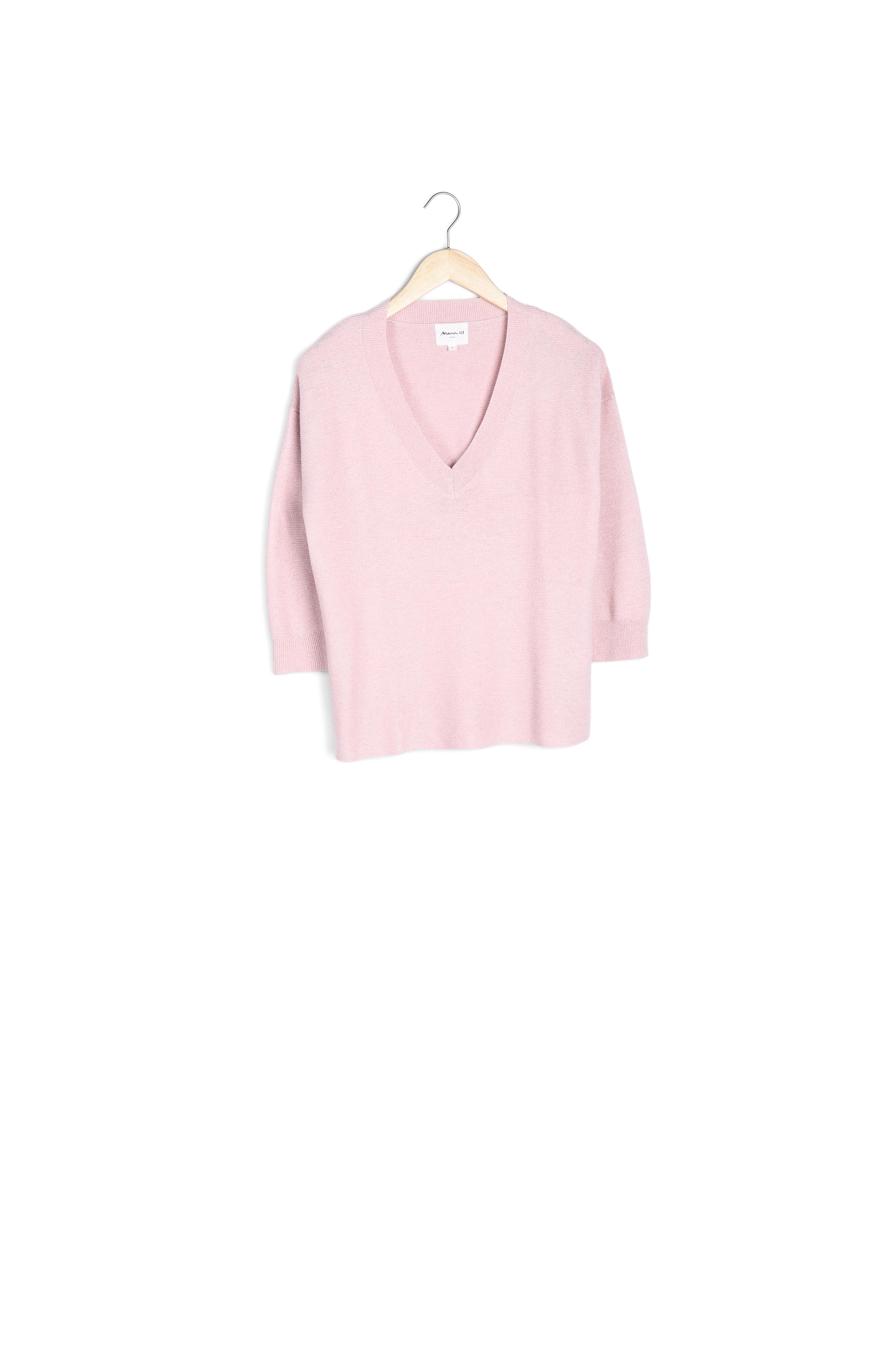 Pull fin au col V rose poudré Parana Faume - seconde main