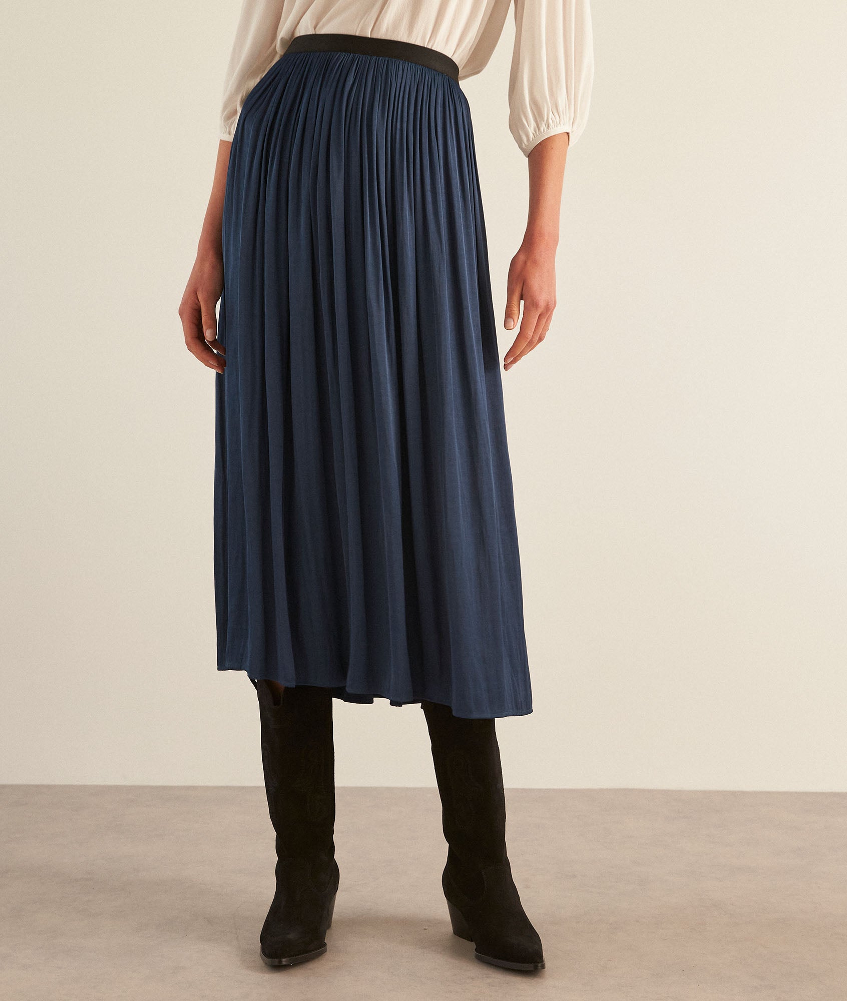 Jupe fluide satinée encre KIM Faume - seconde main