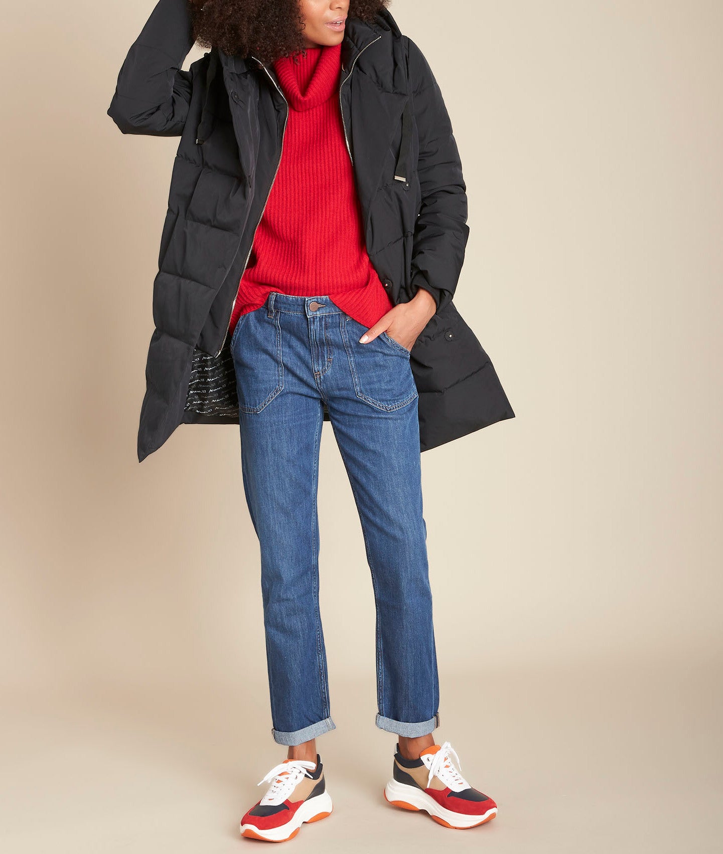 Doudoune longue noire Lison Faume - seconde main