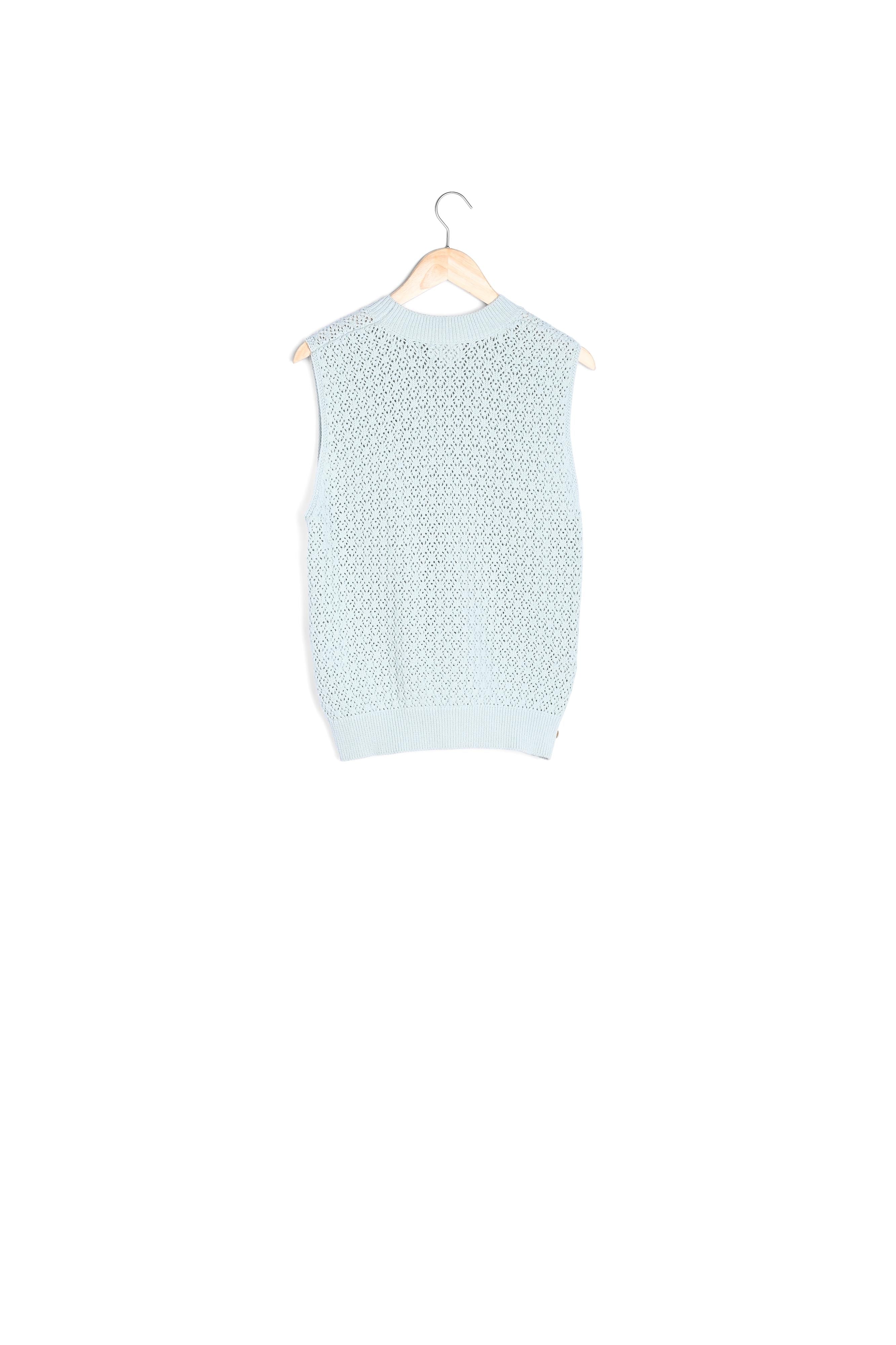 Pull sans manches en coton ajouré amande Poppy Faume - seconde main