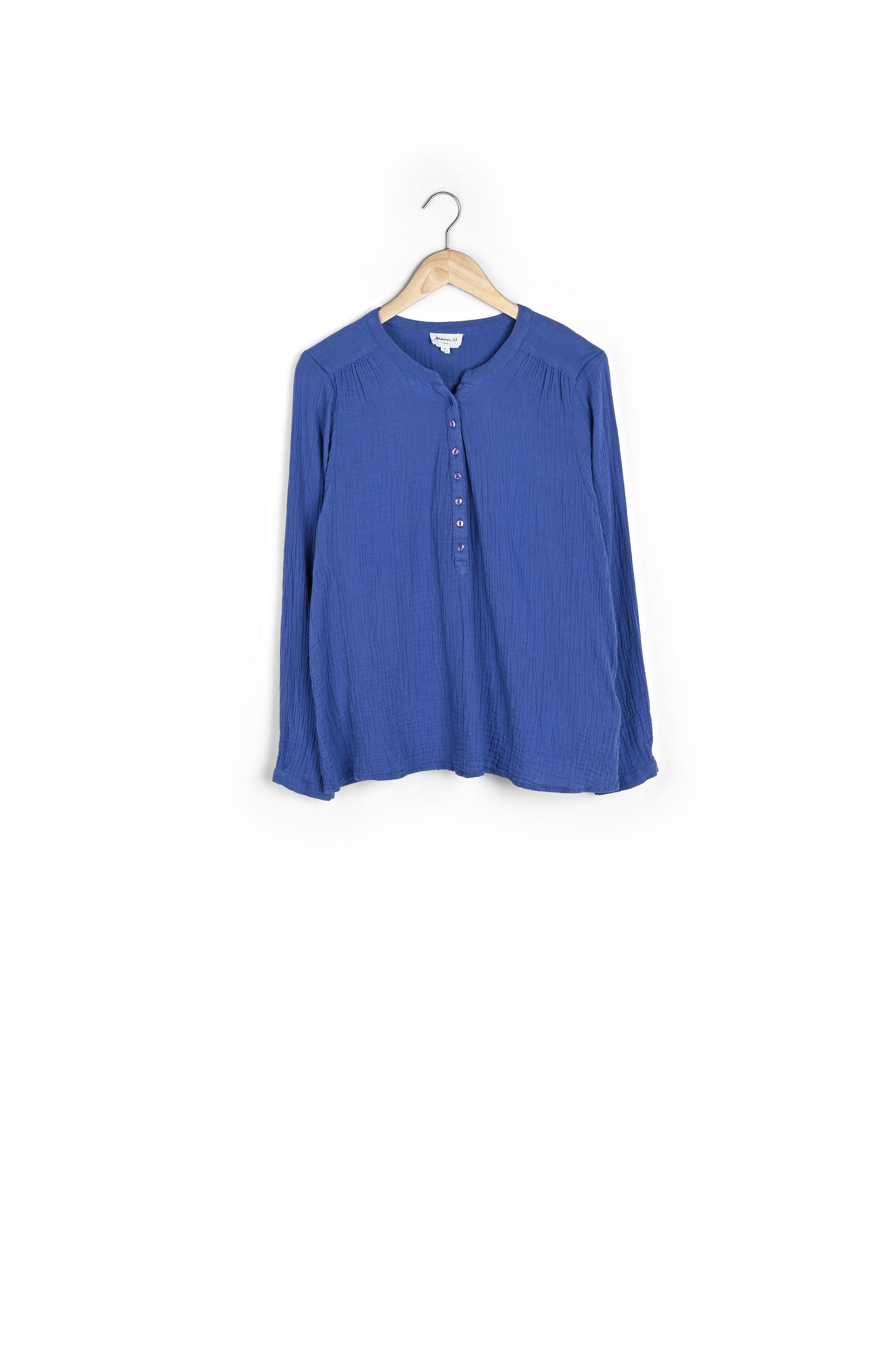Blouse en gaze de coton bleu électrique Laeti Faume - seconde main