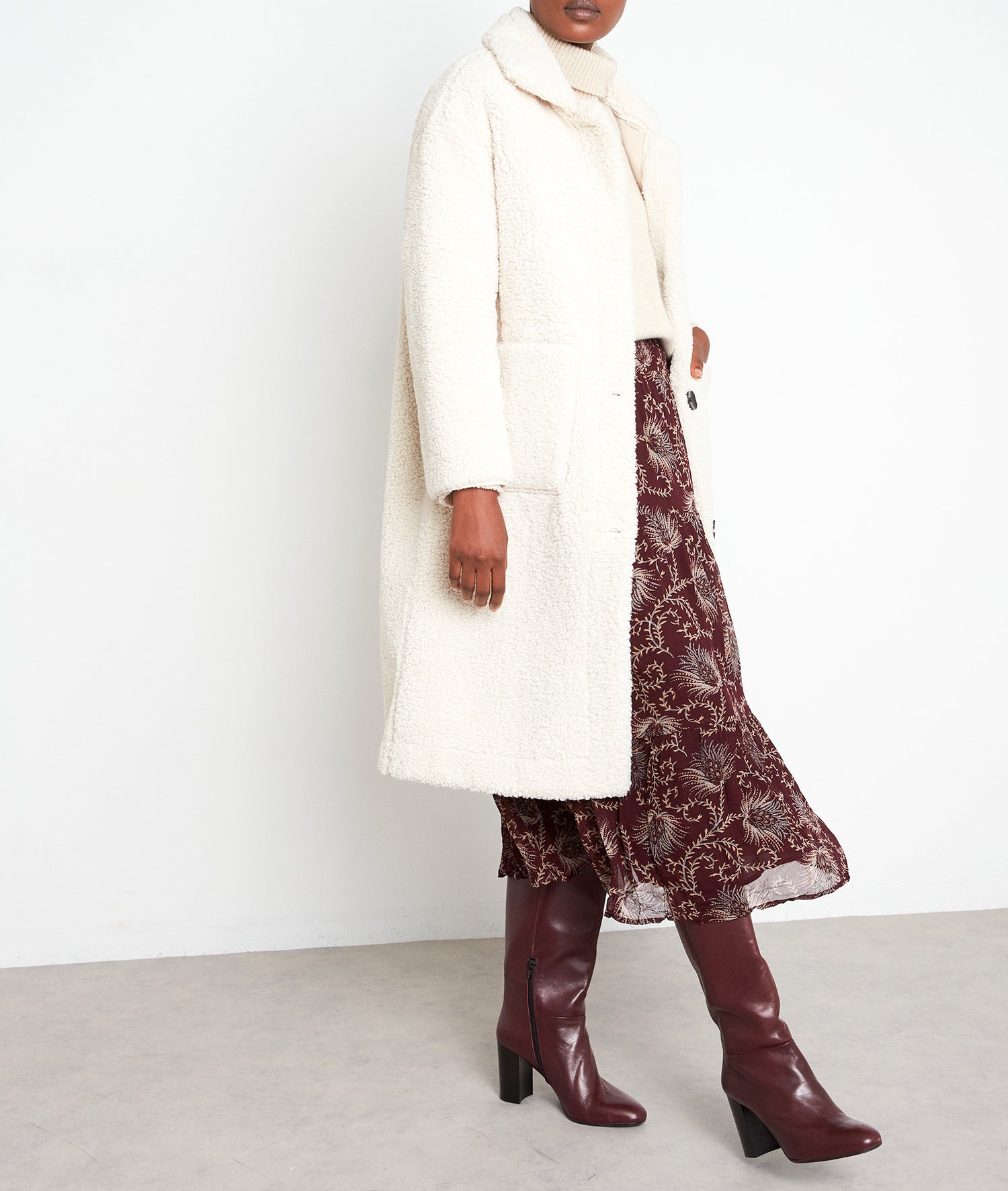 Grand manteau écru effet mouton retourné Laurette Faume - seconde main