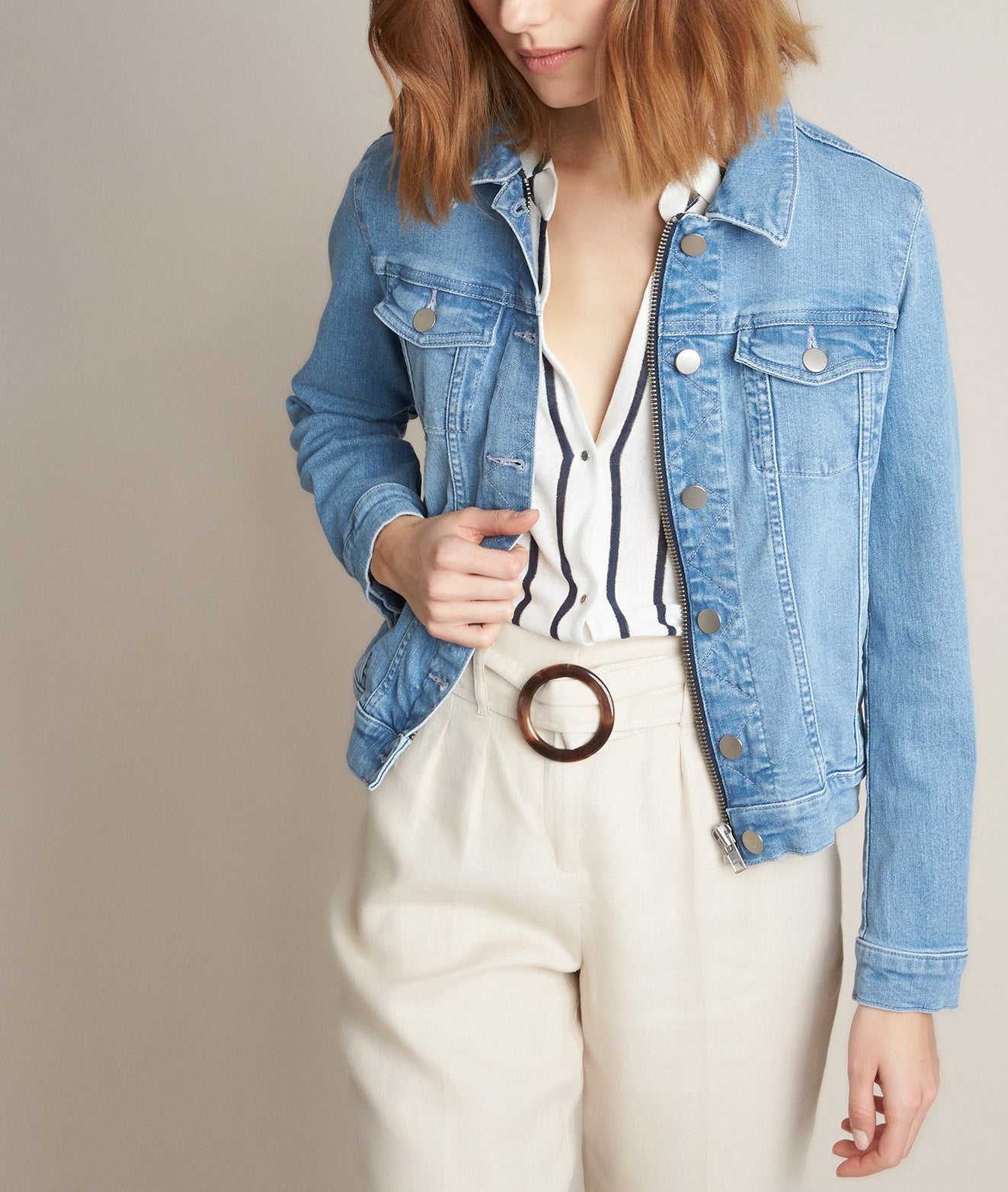 Veste en jean pure bleached Clem Faume - seconde main