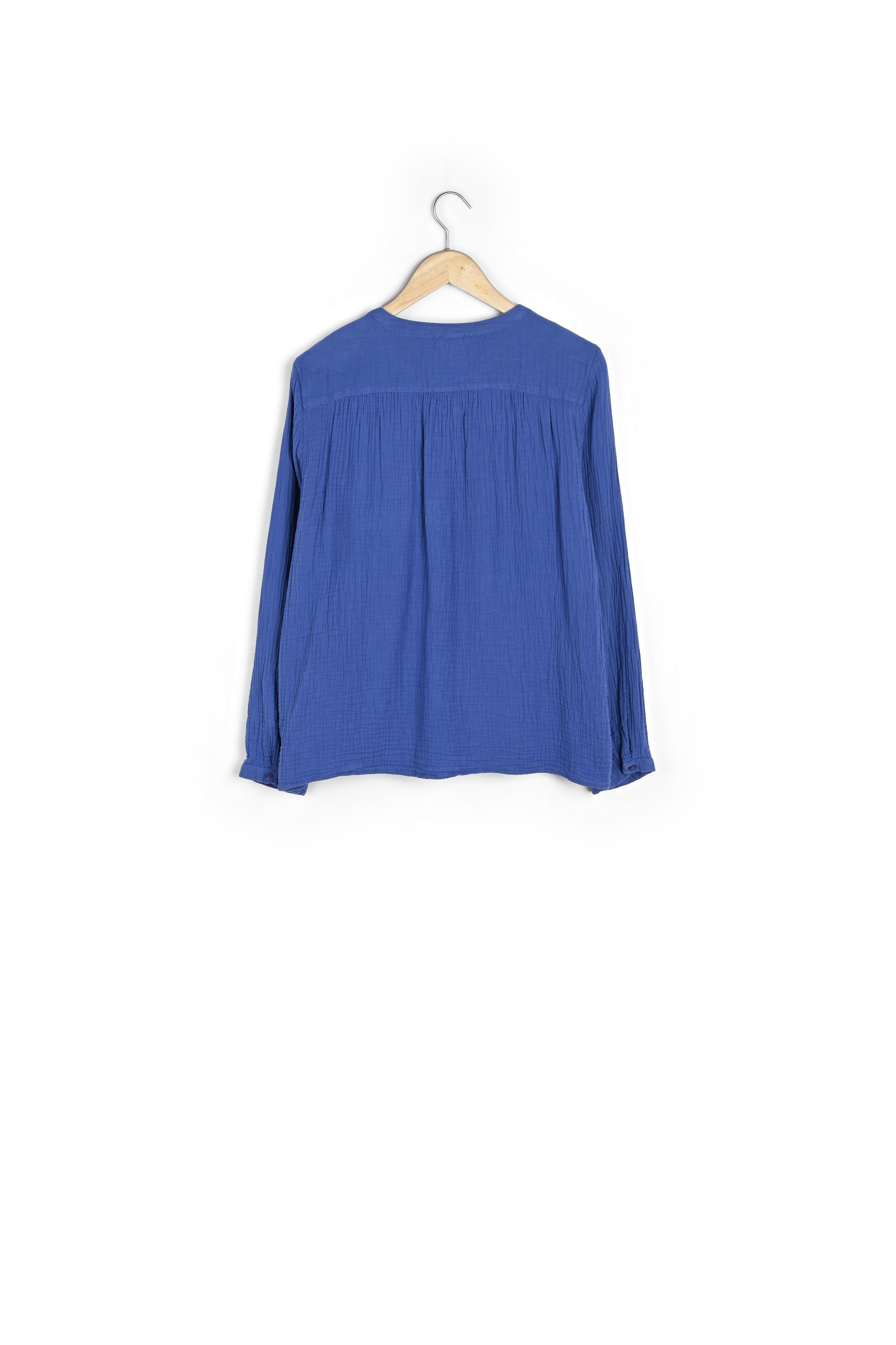 Blouse en gaze de coton bleu électrique Laeti Faume - seconde main