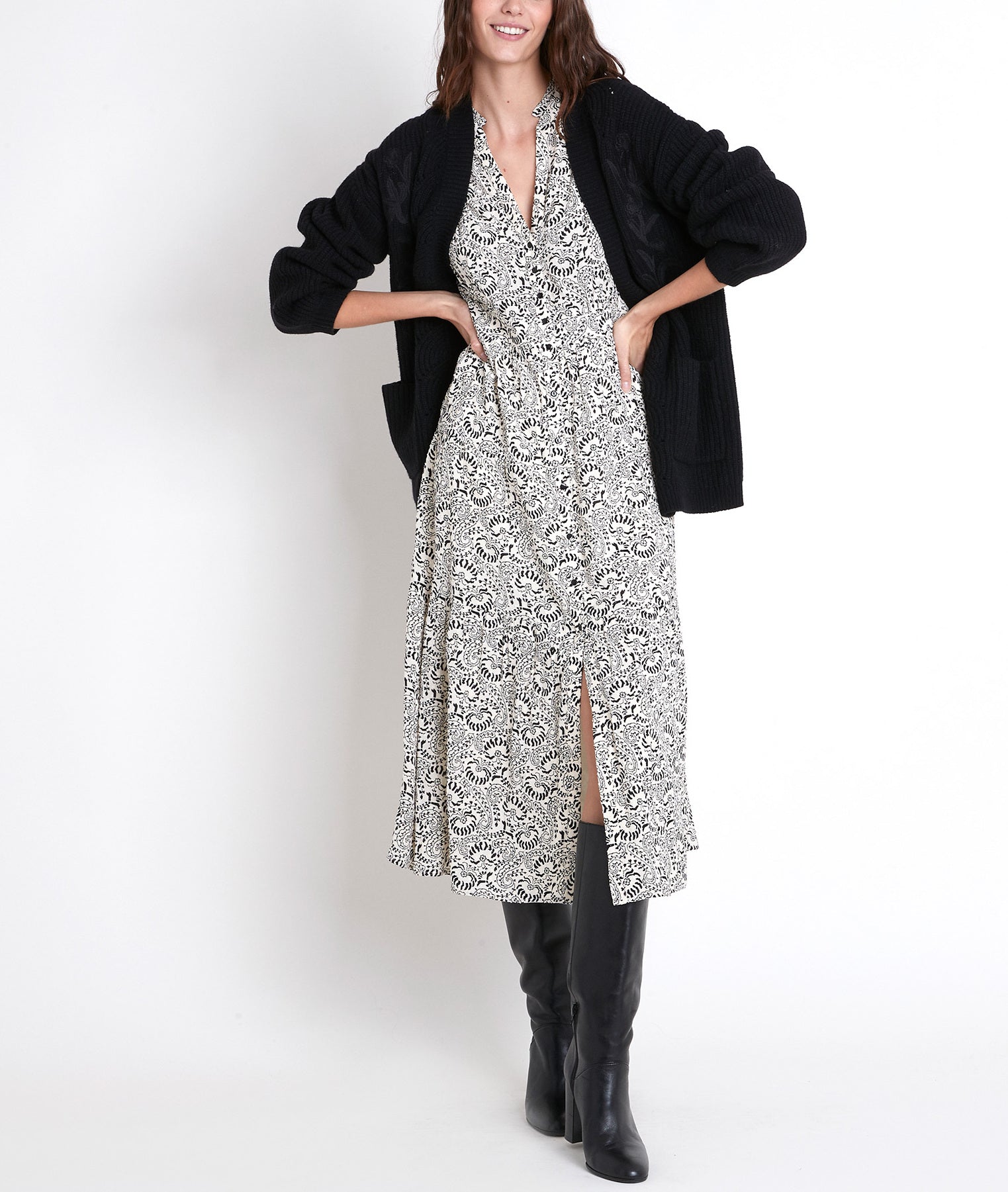 Robe longue écrue imprimée Carola Faume - seconde main