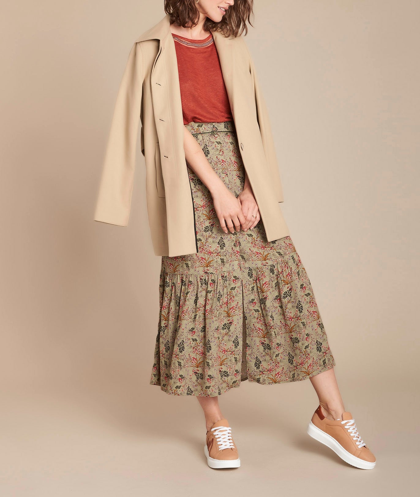 Jupe longue imprimé fleuri Kaia Faume - seconde main