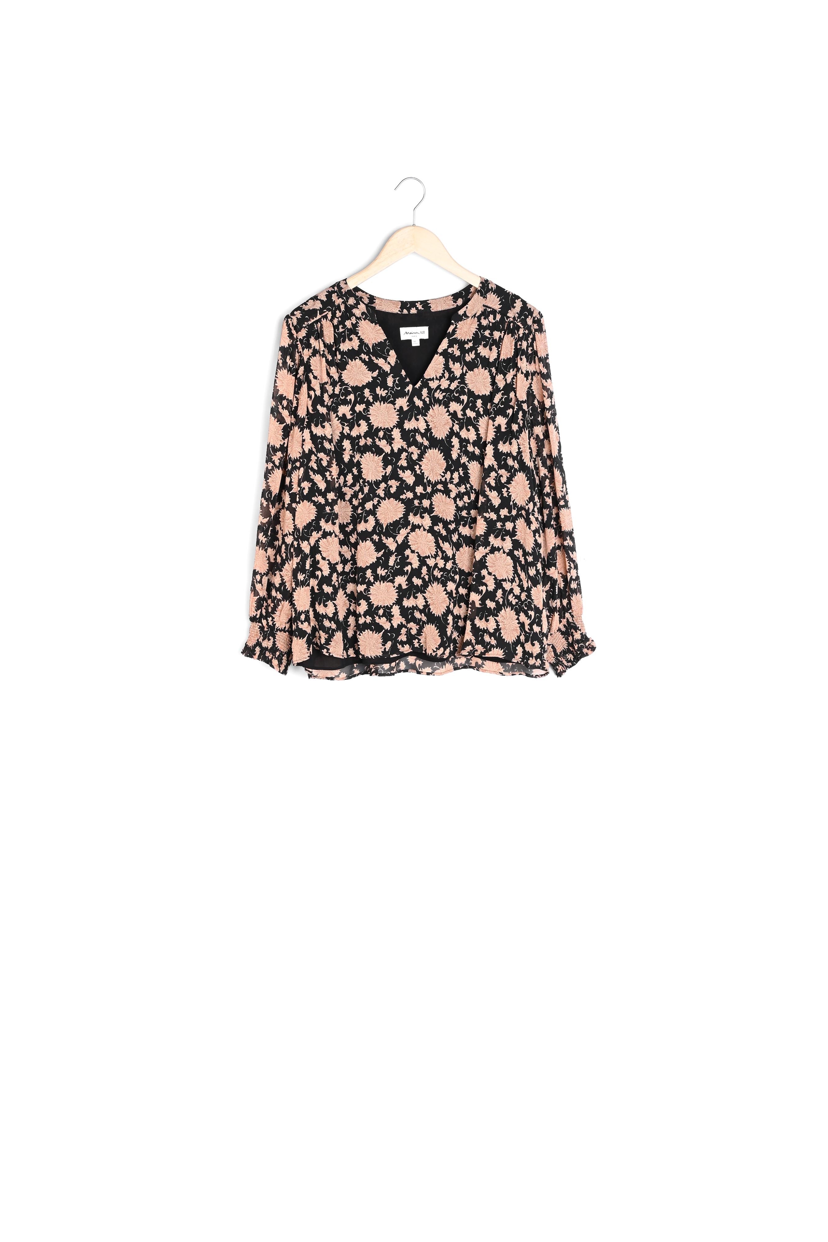 Blouse imprimée noire et poudre Anais Faume - seconde main