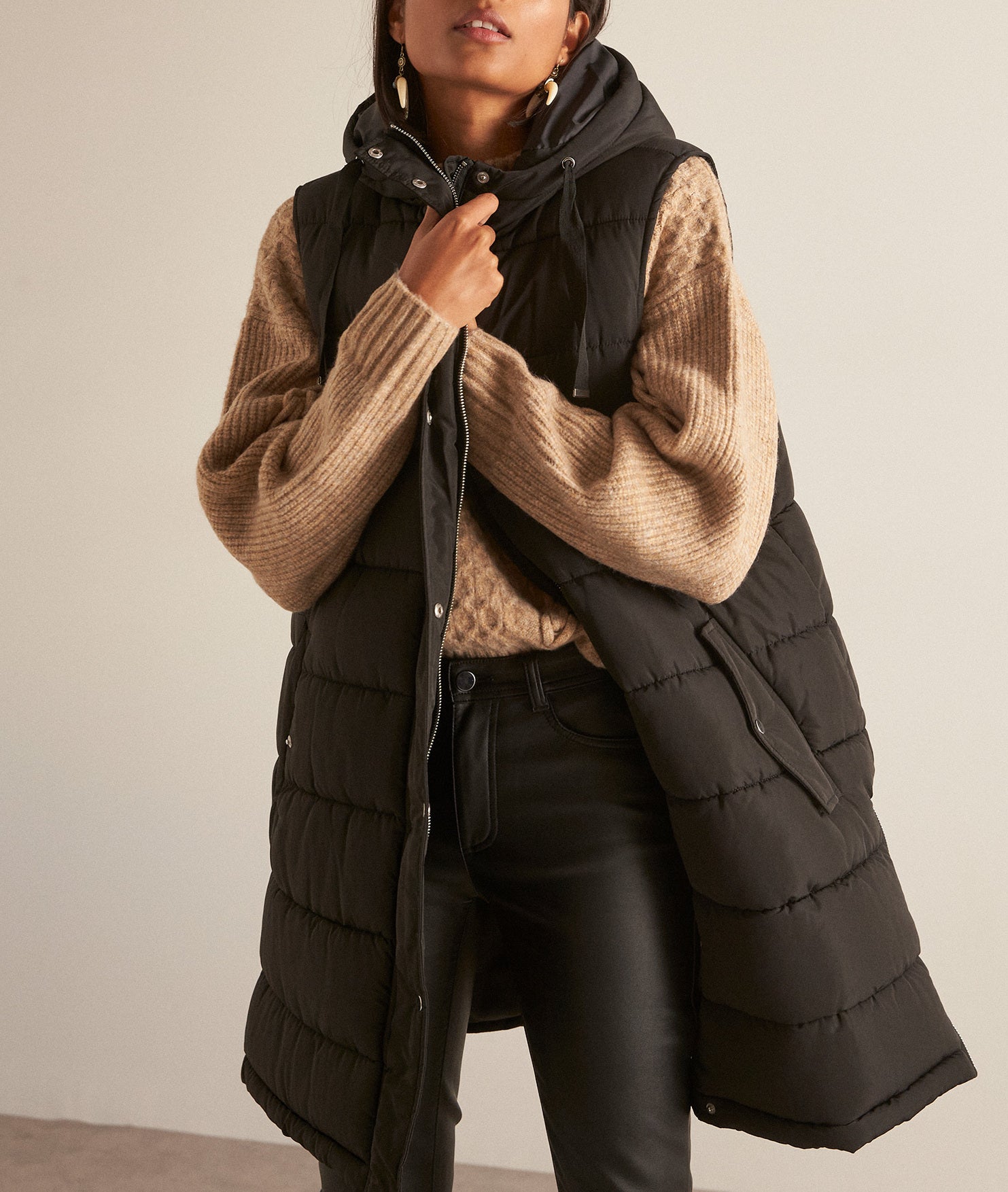 Doudoune sans manches longue noire Melrose Faume - seconde main