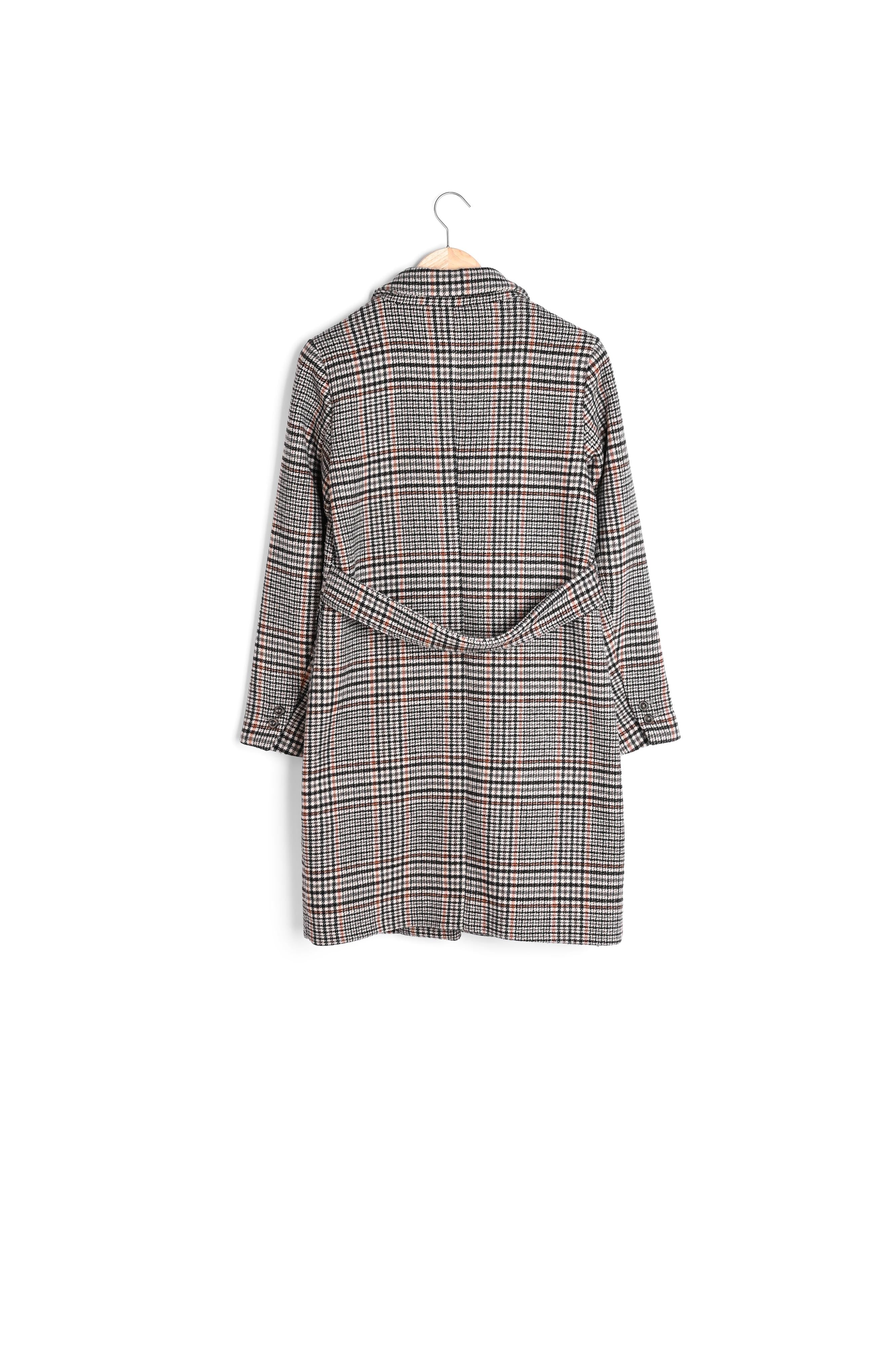 Manteau droit à carreaux beige Loulou Faume - seconde main