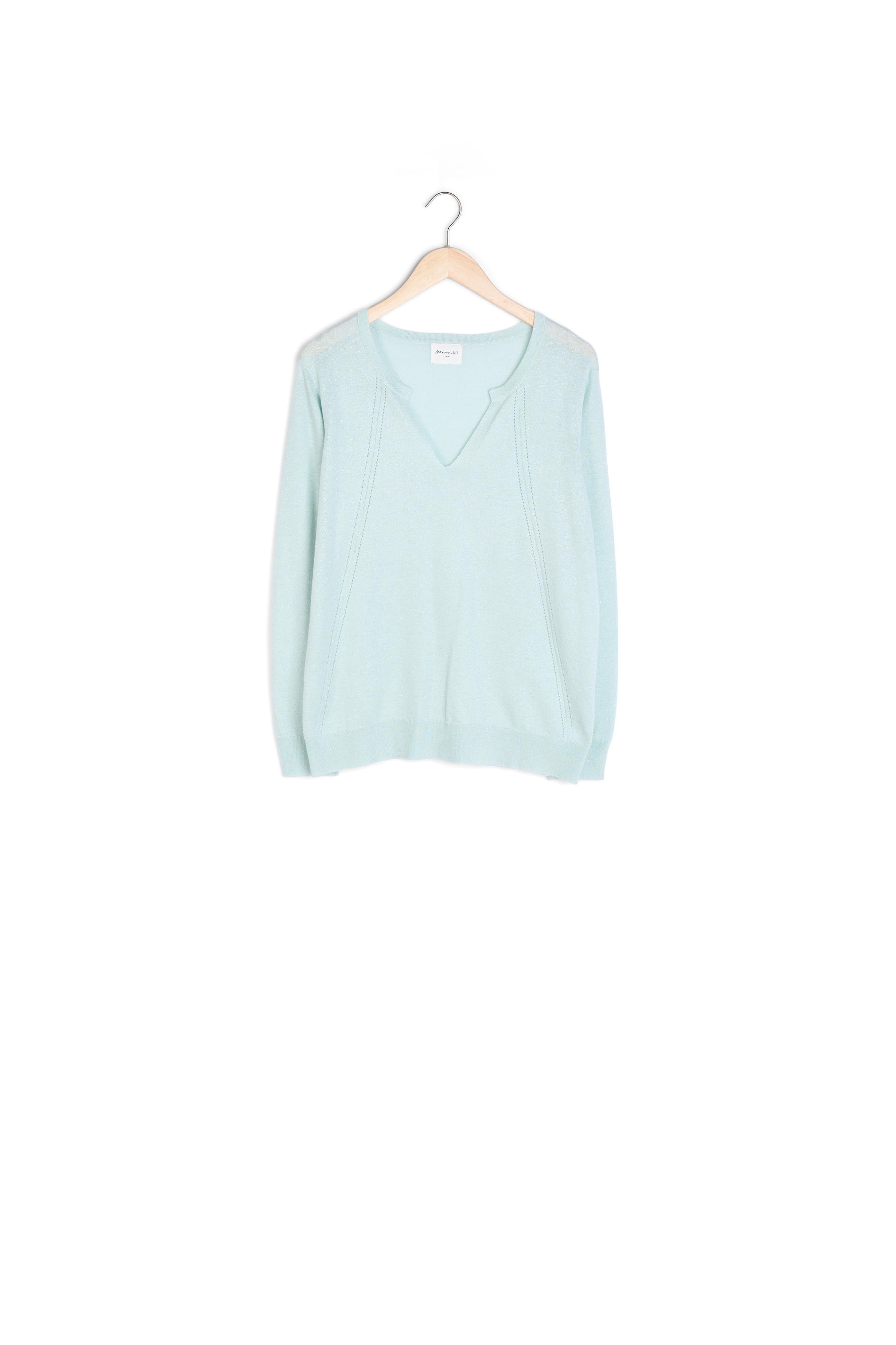 Pull en maille fine à col tunisien jade Travys Faume - seconde main