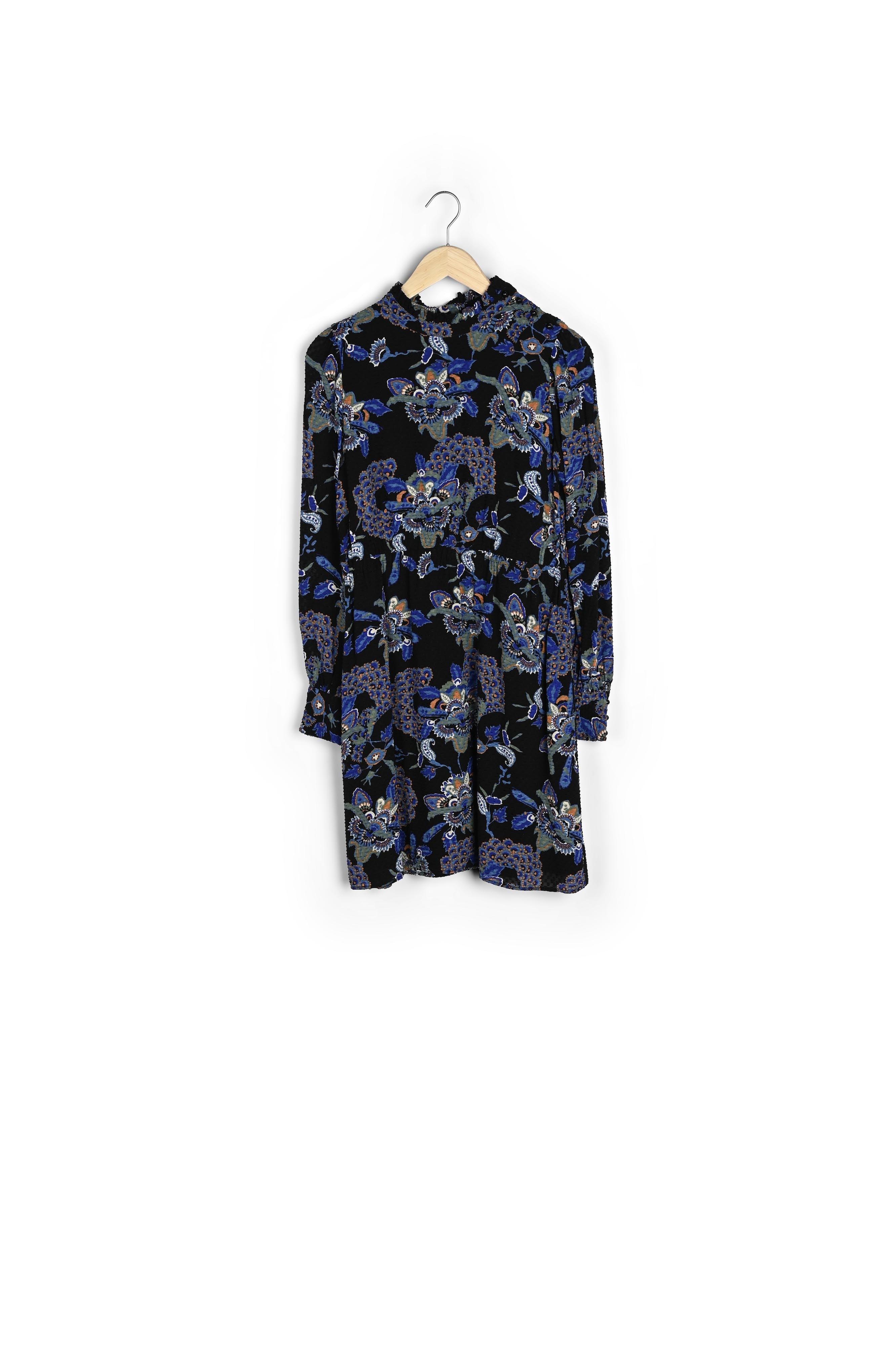 Robe courte imprimée bleue et noire Sixteen Faume - seconde main