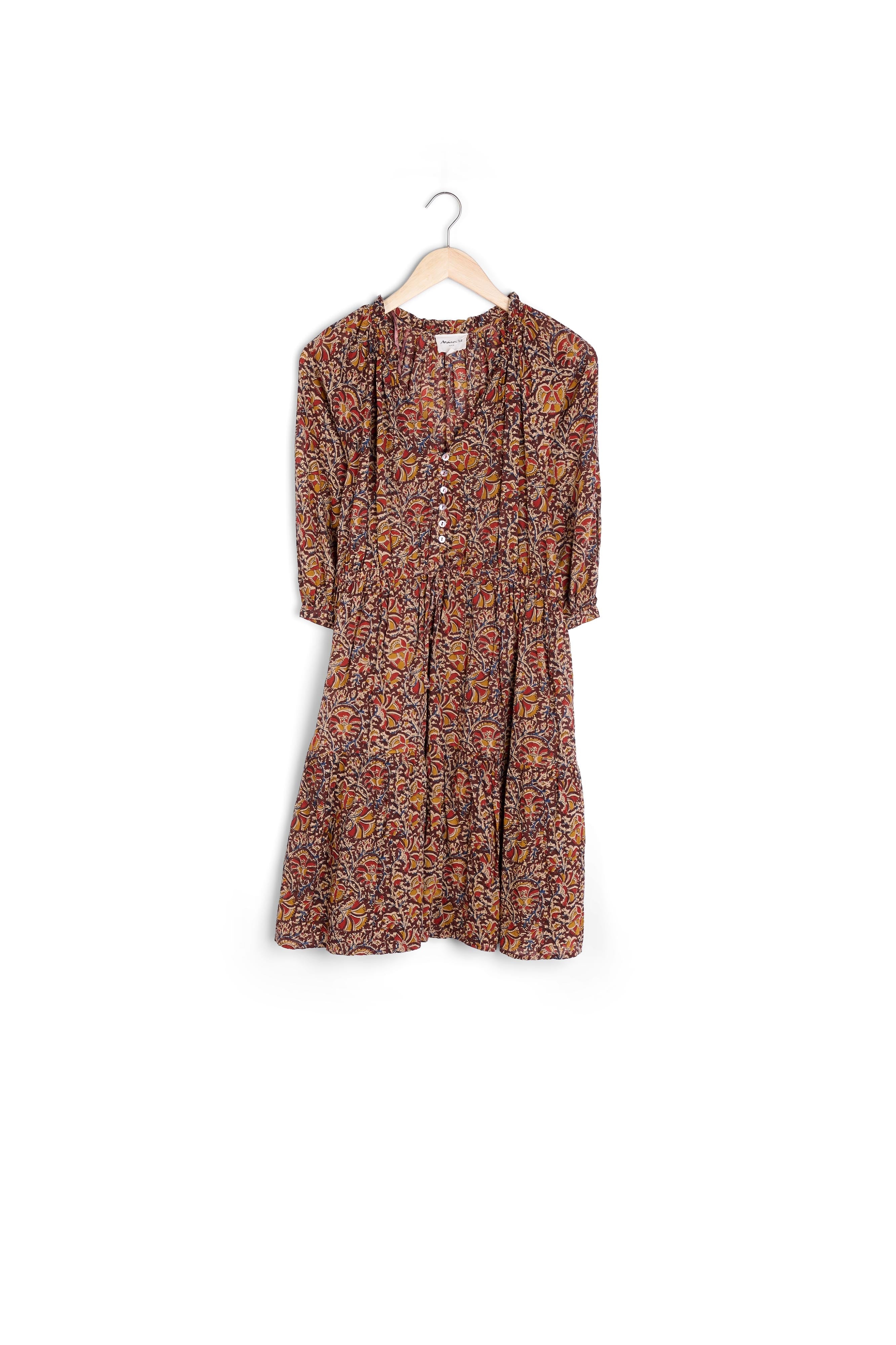 Robe courte en coton imprimé grenat Holivia Faume - seconde main