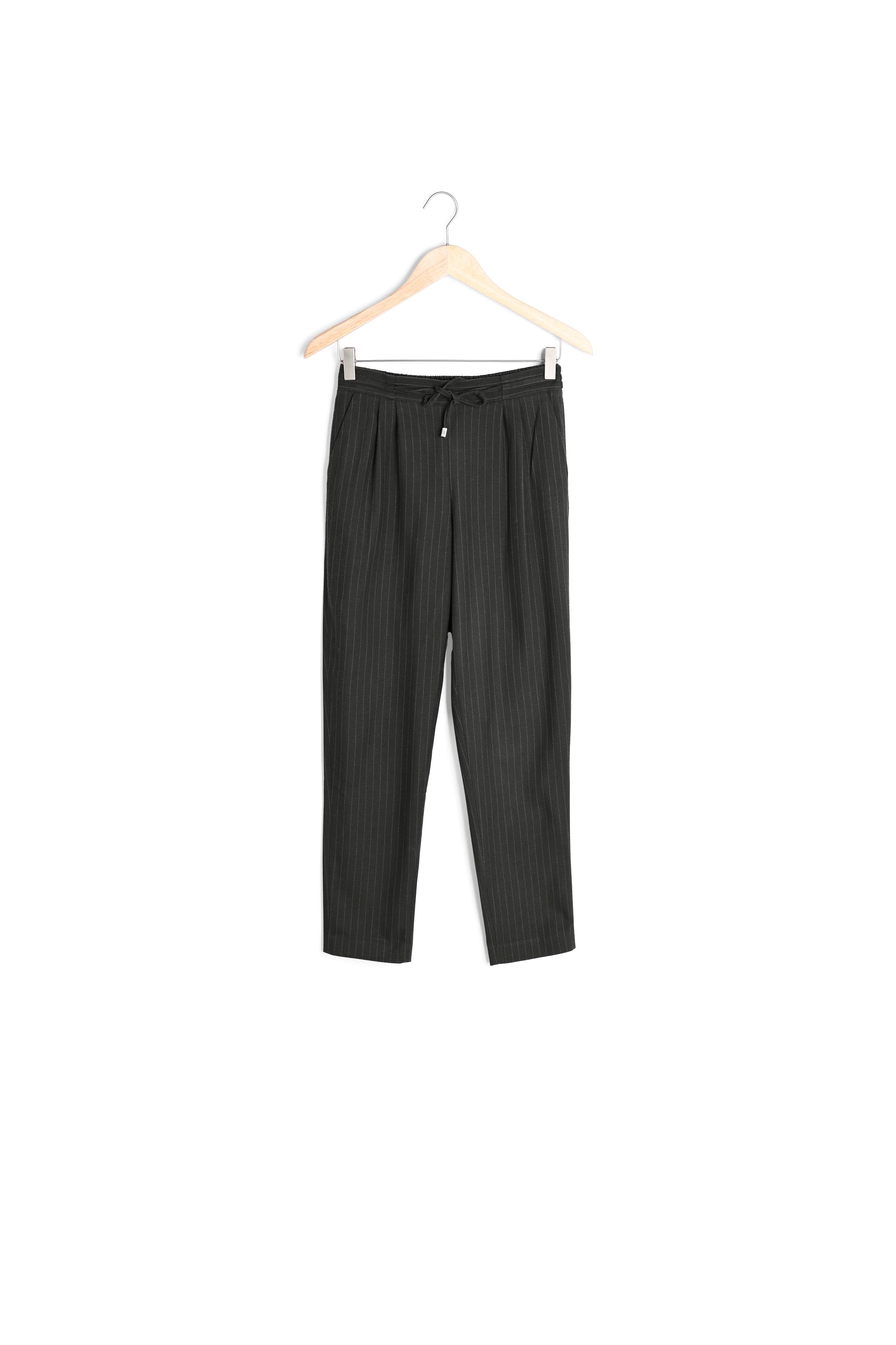 Pantalon carotte fluide rayé kaki Flynn Faume - seconde main