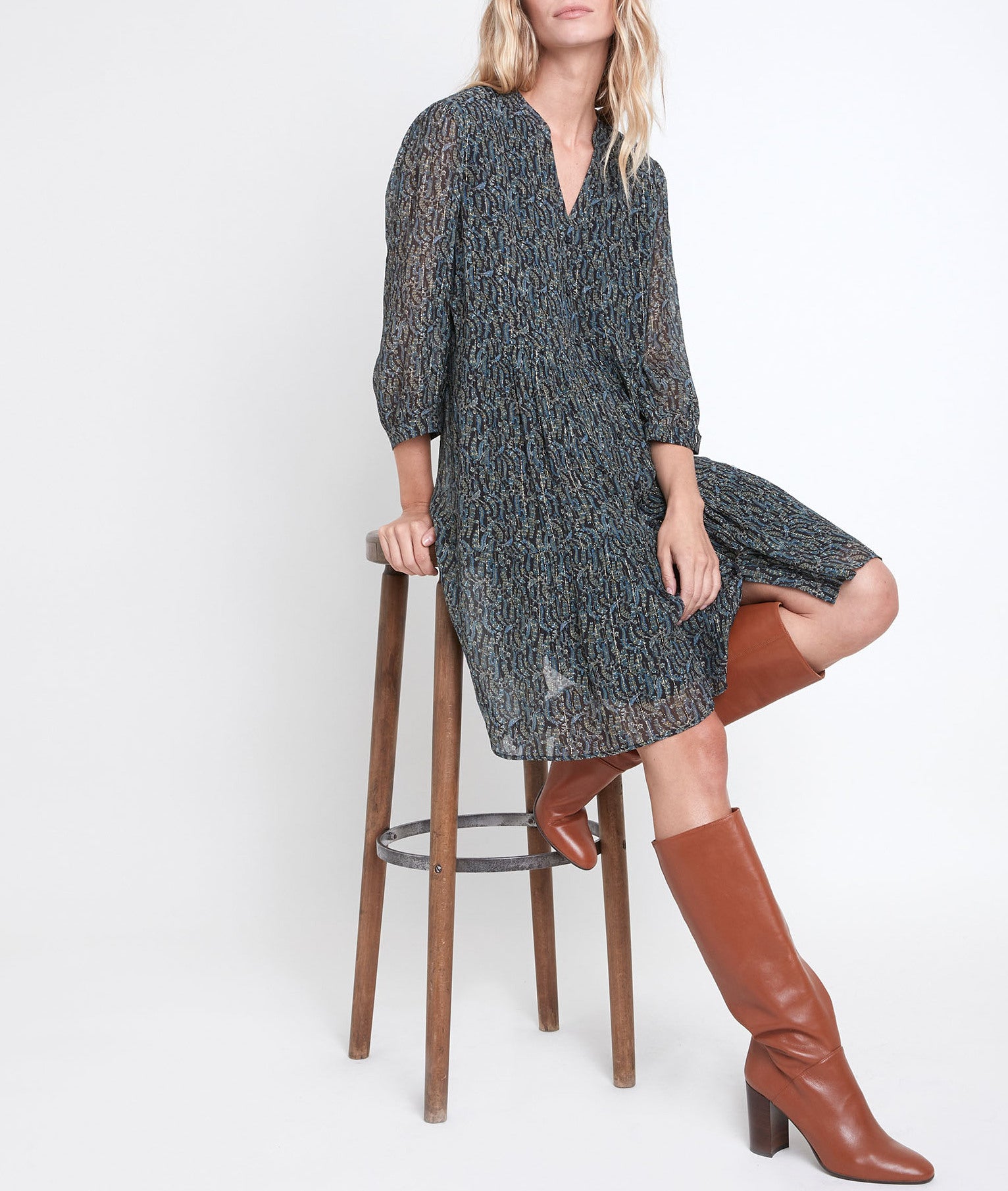 Robe imprimée kaki Nadège Faume - seconde main