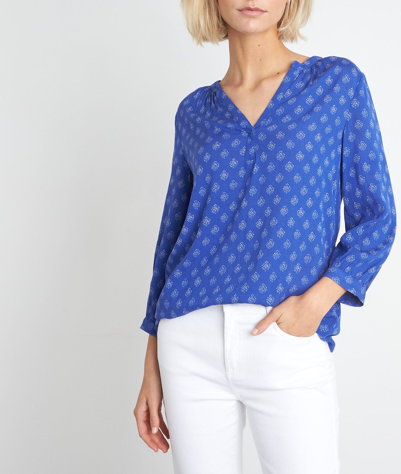 Blouse fluide imprimée myosotis Adelia Faume - seconde main