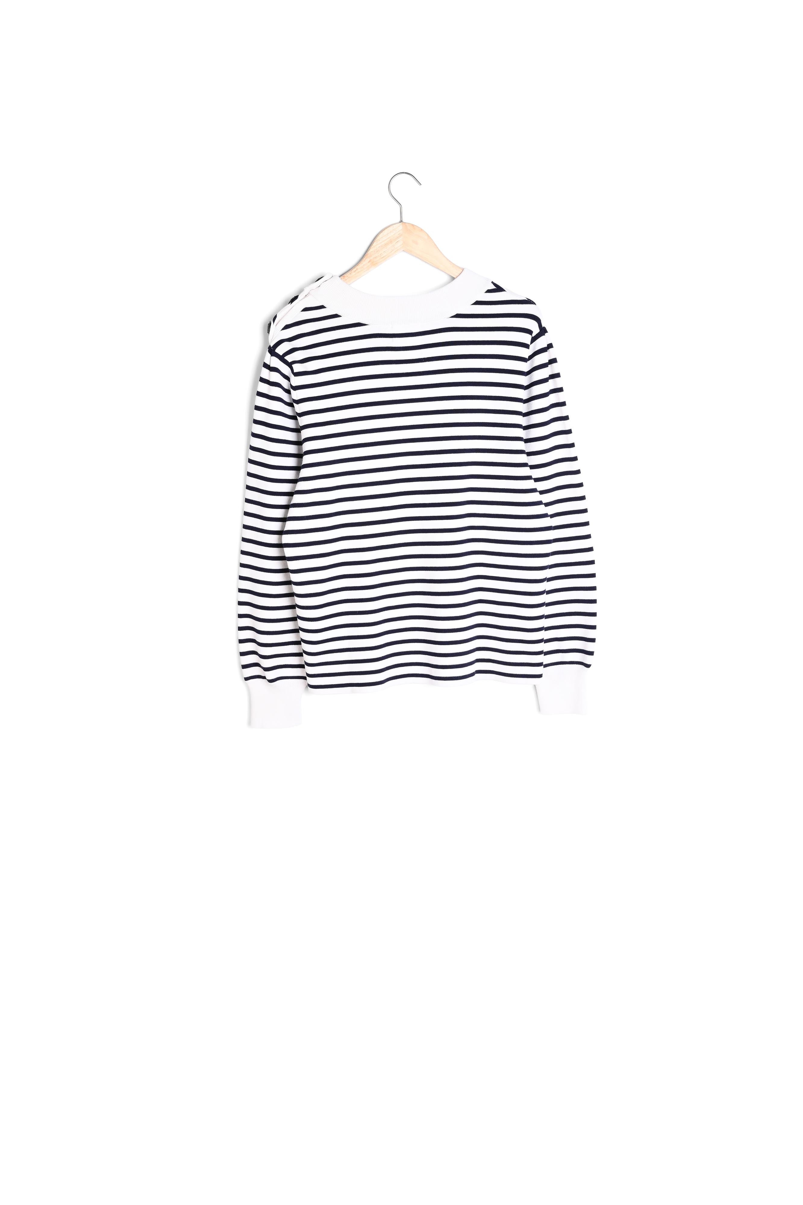 Marinière en viscose responsable blanche et bleue Telma Faume - seconde main