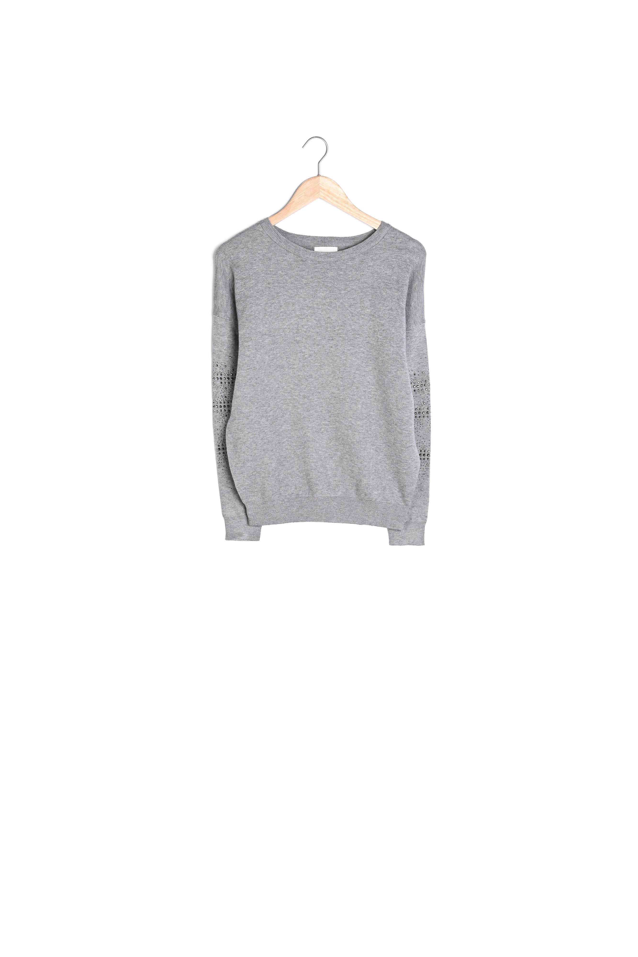 Pull gris détails clous Rysis Faume - seconde main