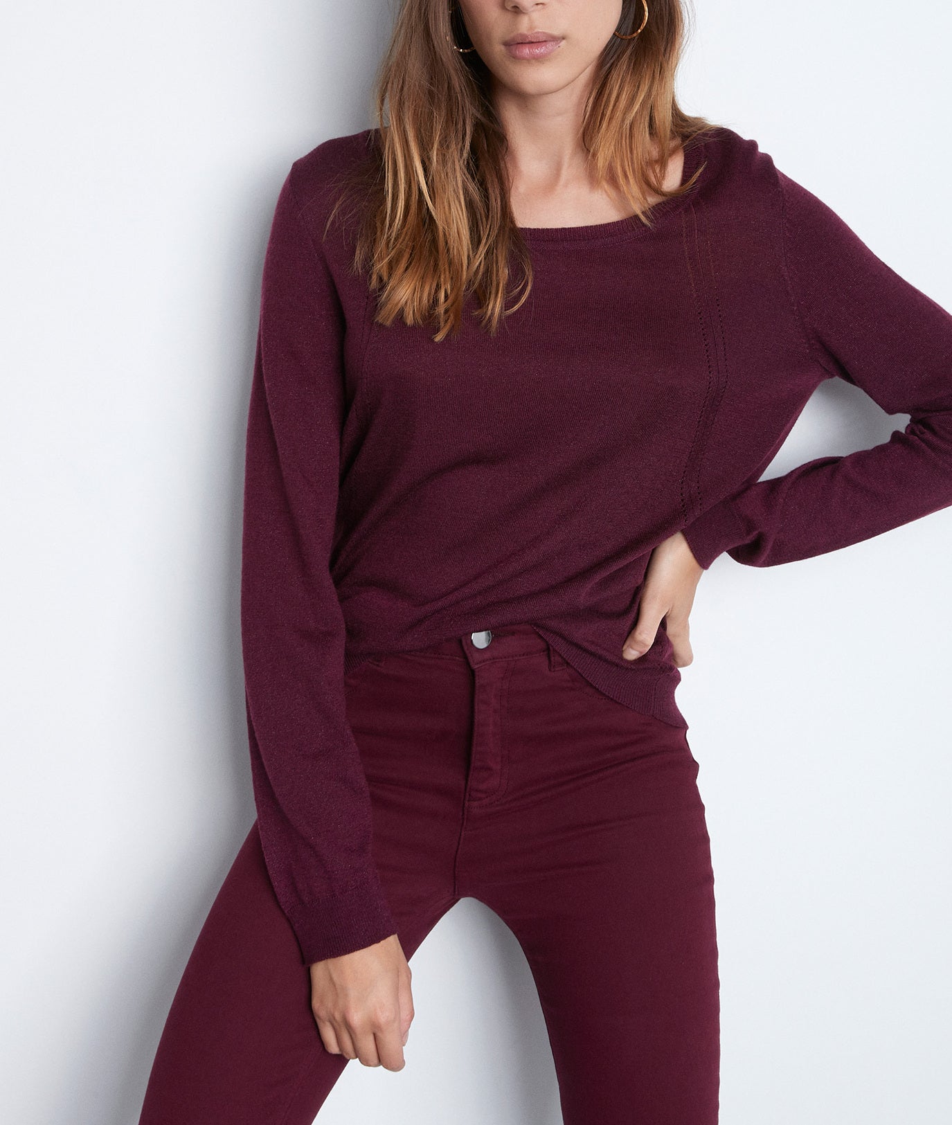 Pull en maille fine bordeaux Tommy Faume - seconde main