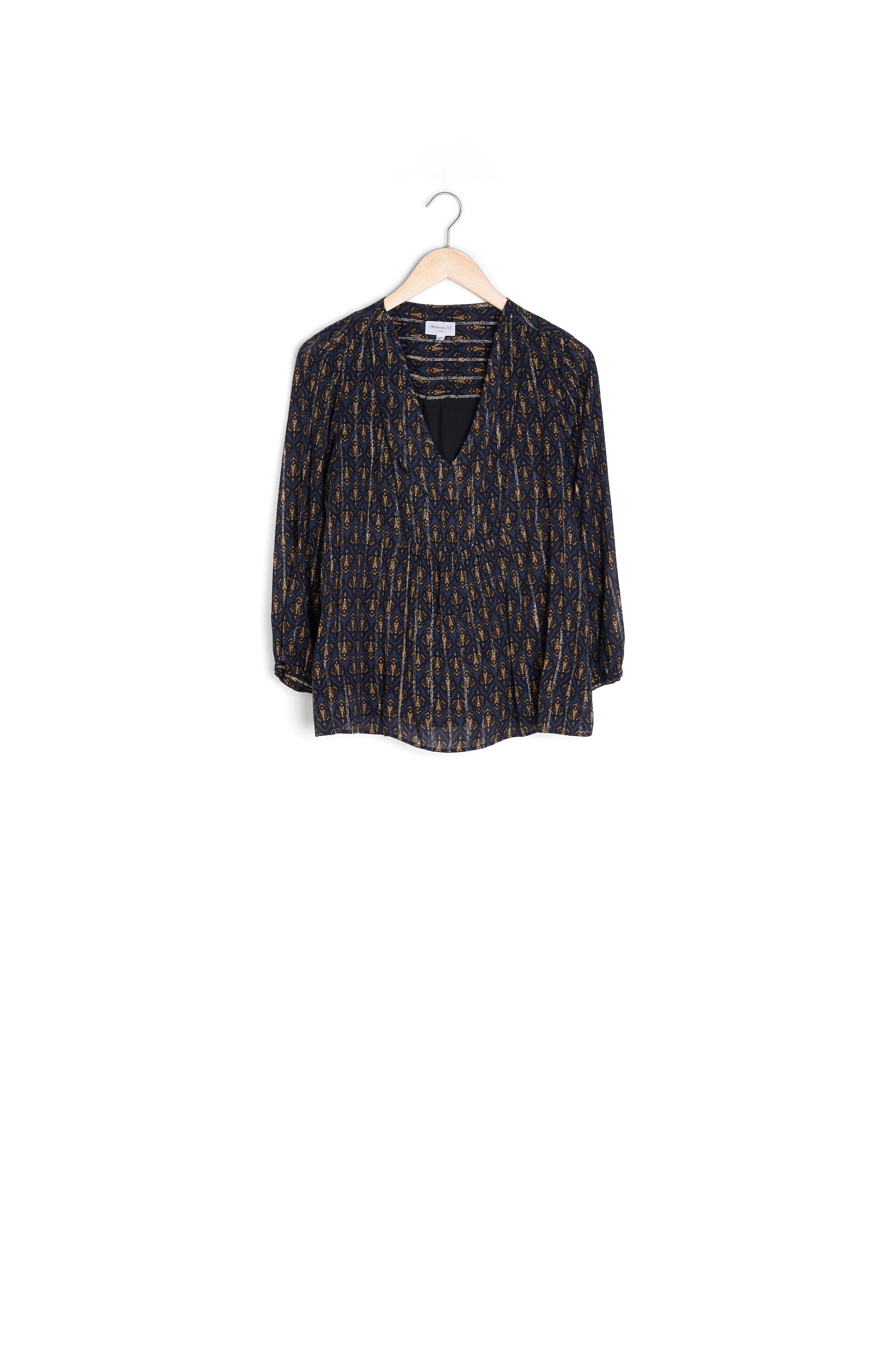 Blouse imprimé bleu marine Abigaelle Faume - seconde main