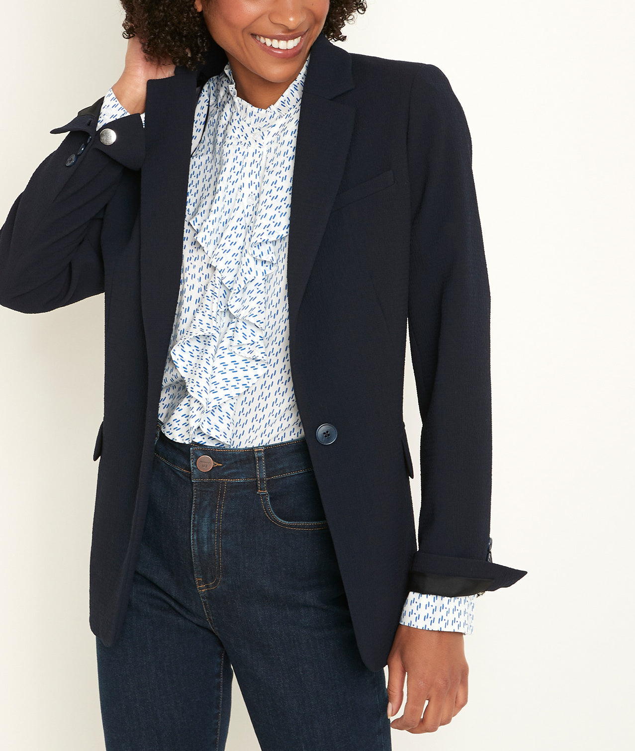 Veste gaufrée marine Teonie Faume - seconde main