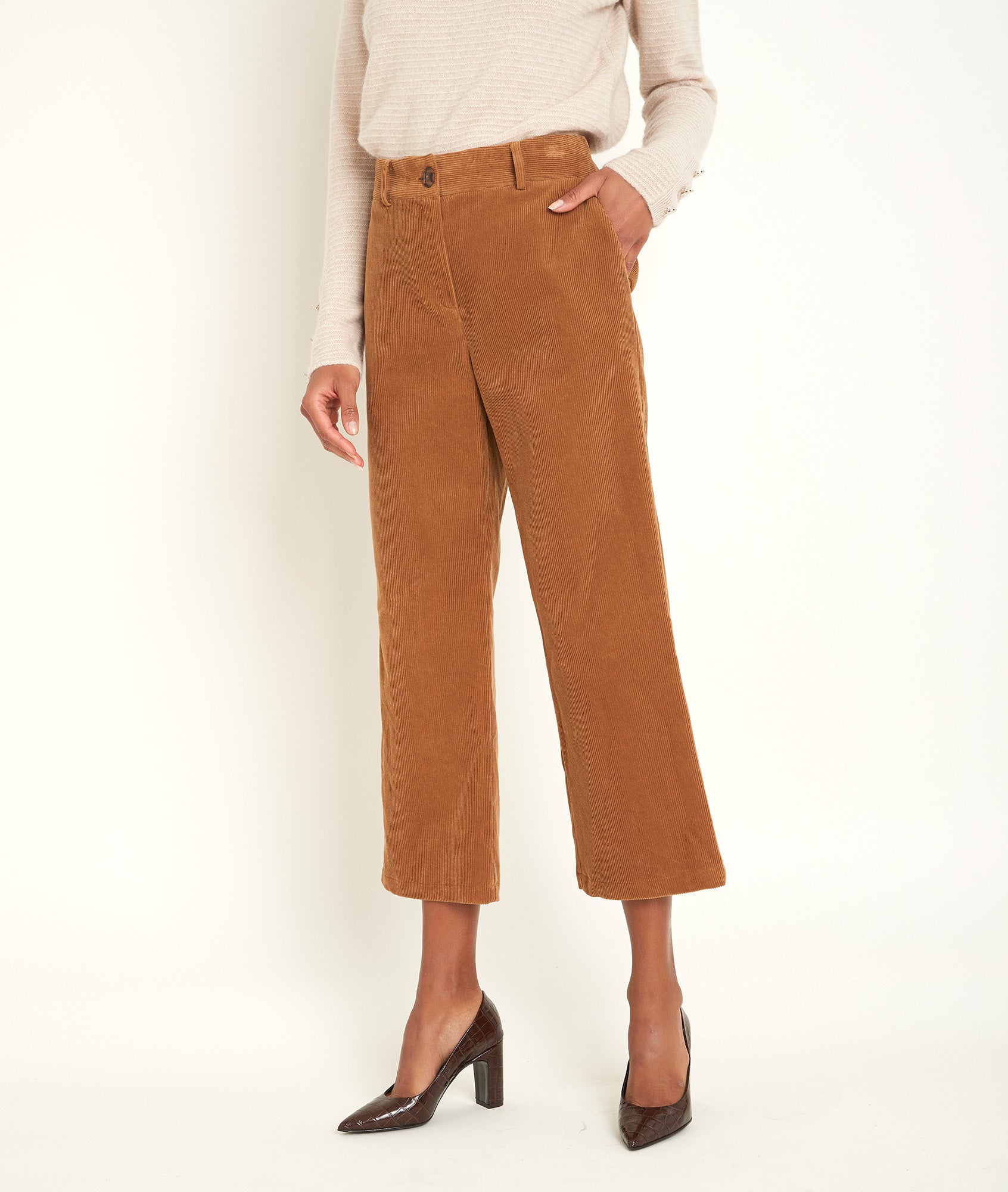 Pantalon flare cropped Minako Faume - seconde main