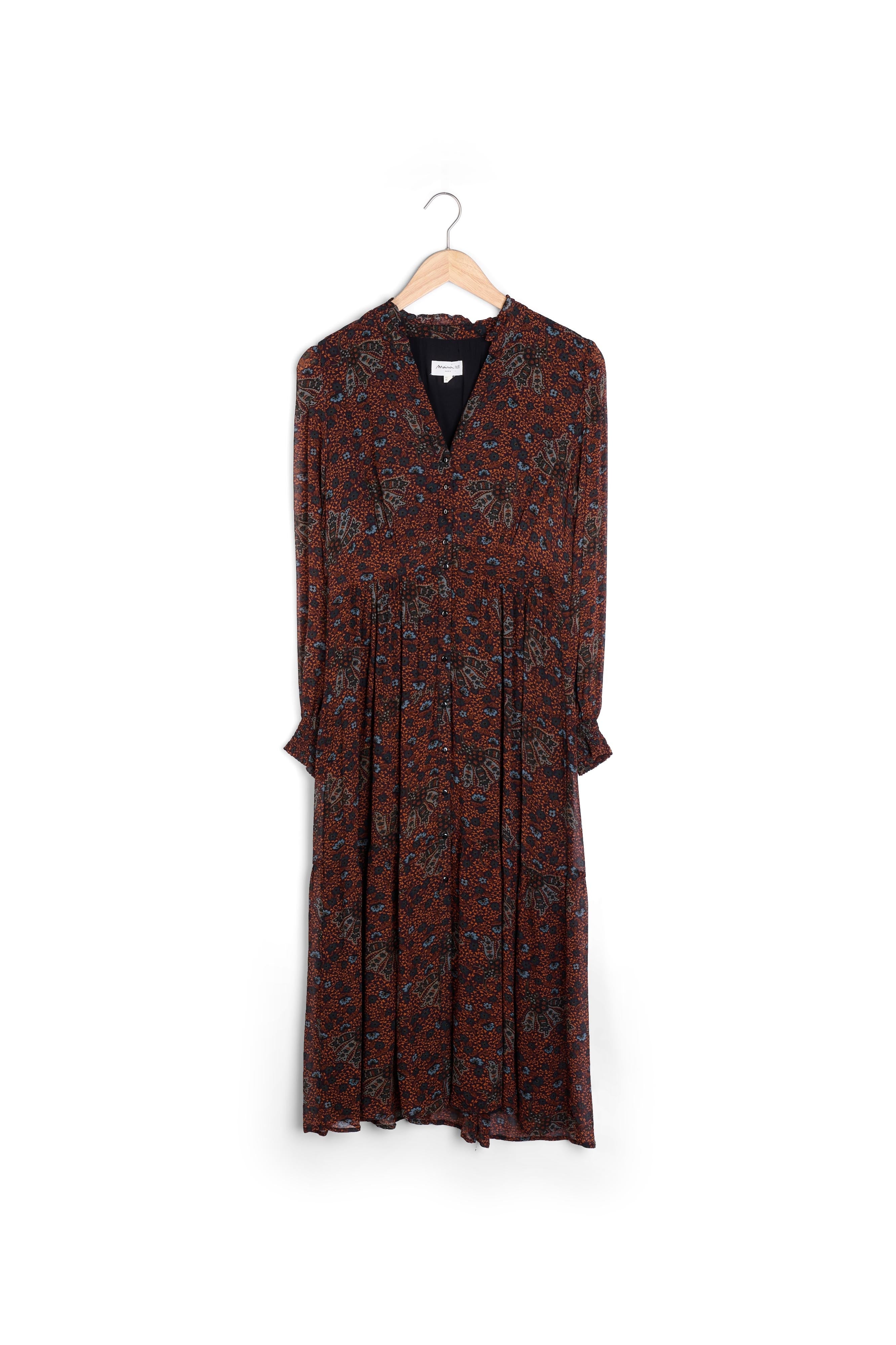 Robe longue imprimée marron Carola Faume - seconde main