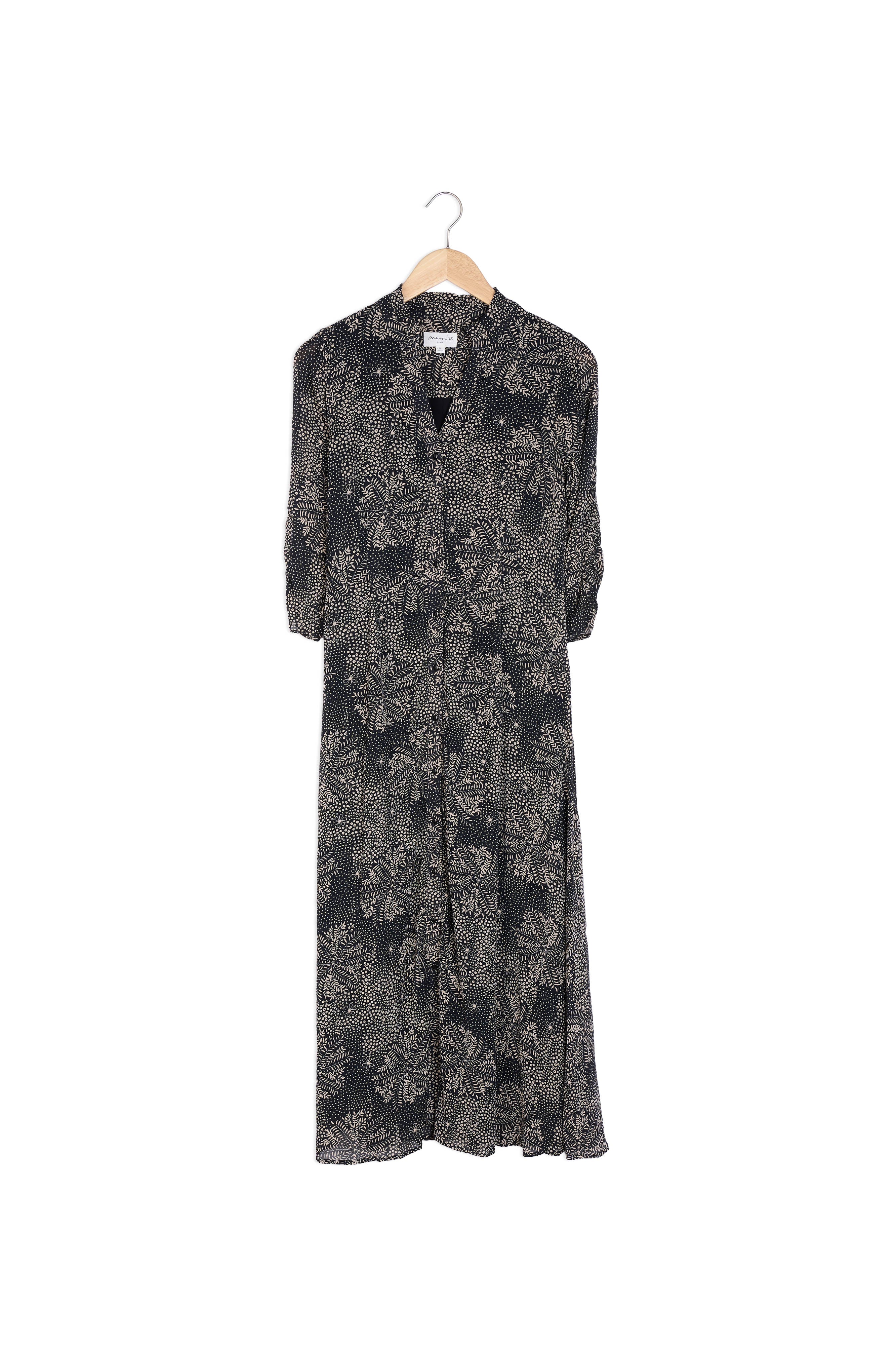 Robe longue noire imprimée Narice Faume - seconde main