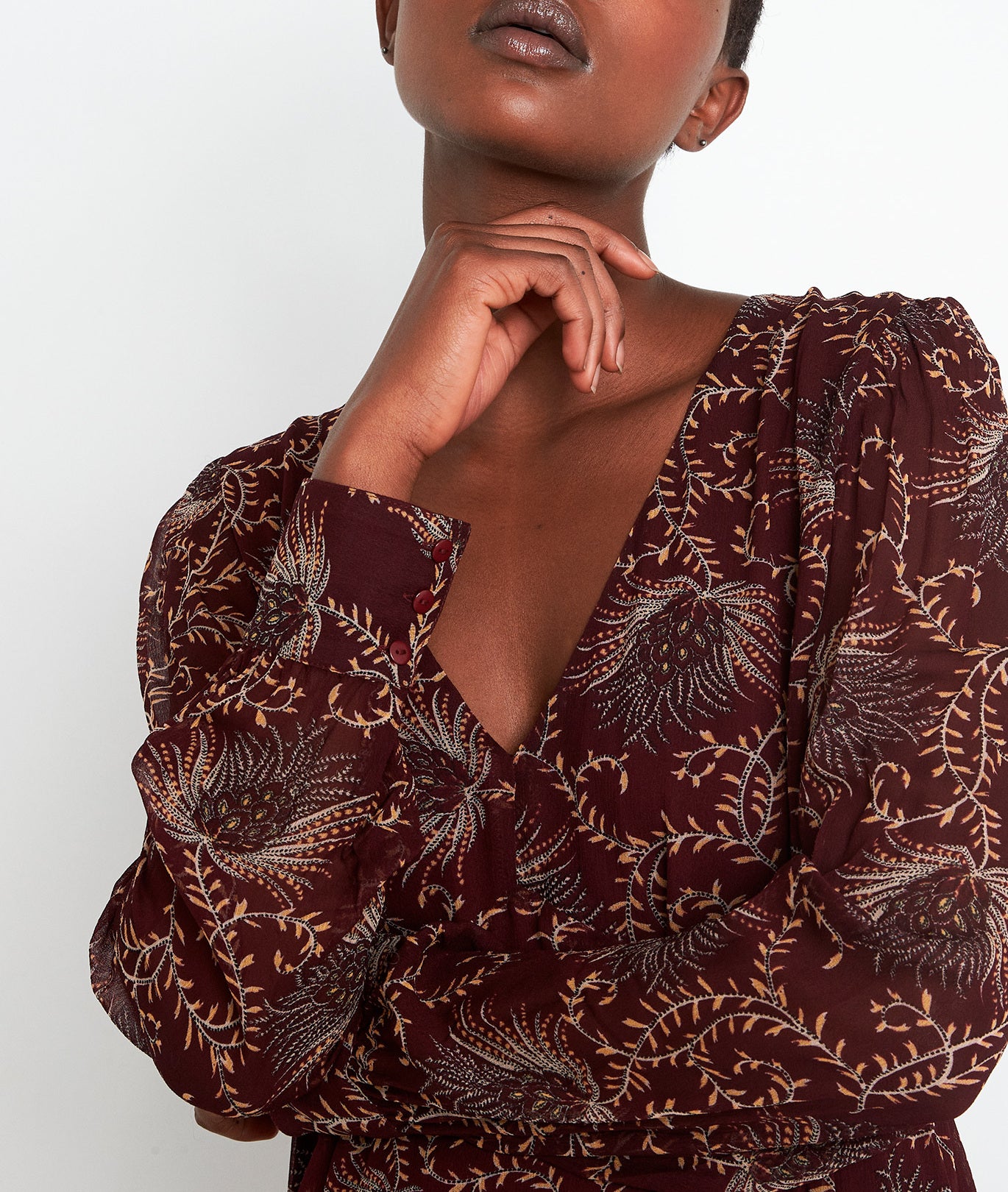 Robe courte imprimée bordeaux Syrine Faume - seconde main