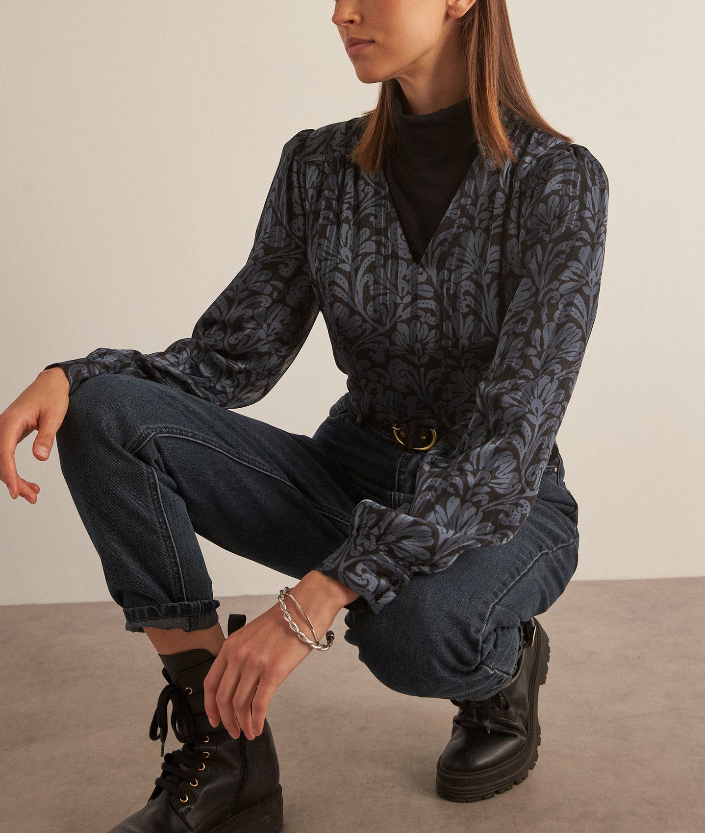 Blouse imprimée bleu Cymba Faume - seconde main