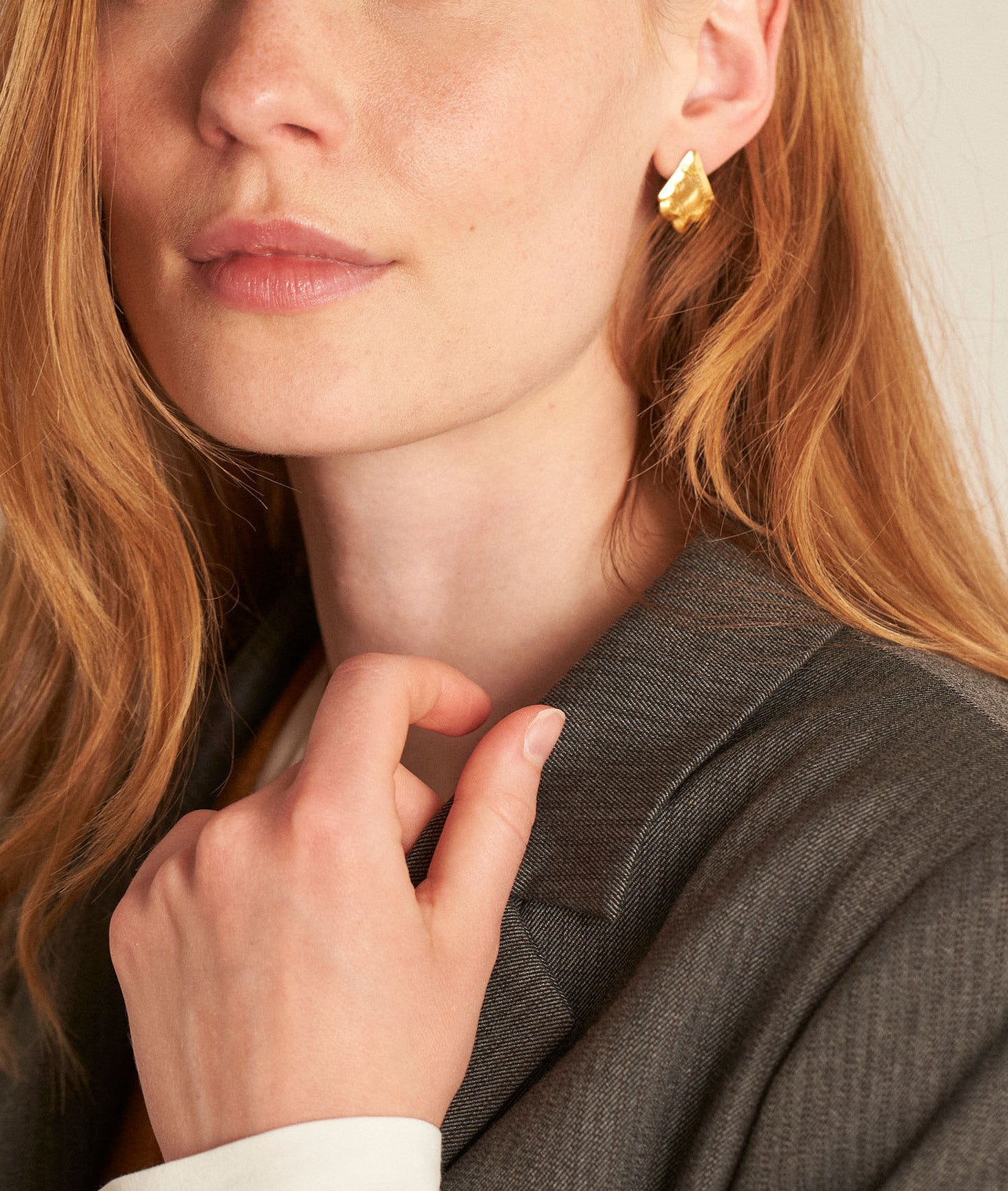 Veste de tailleur finement rayée grise Frimousse Faume - seconde main