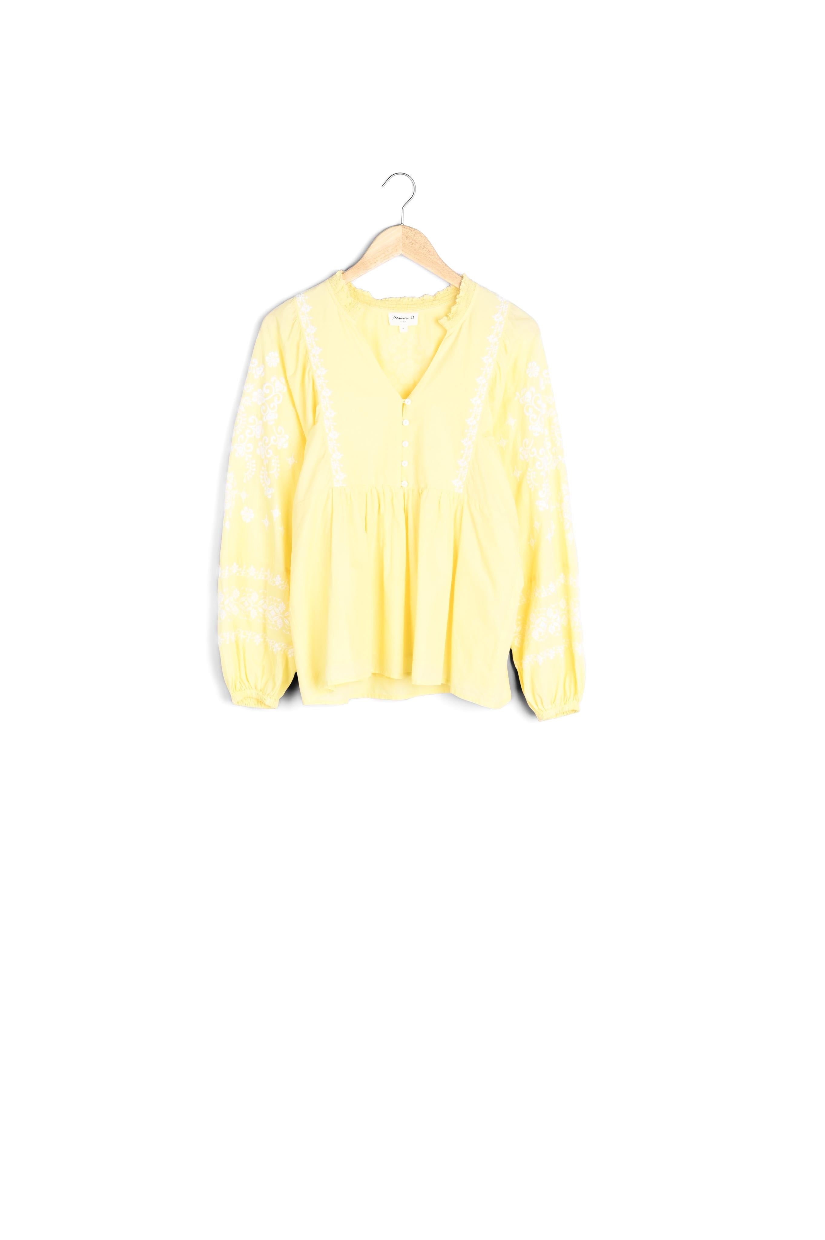 Blouse brodée en coton jaune Anna Faume - seconde main