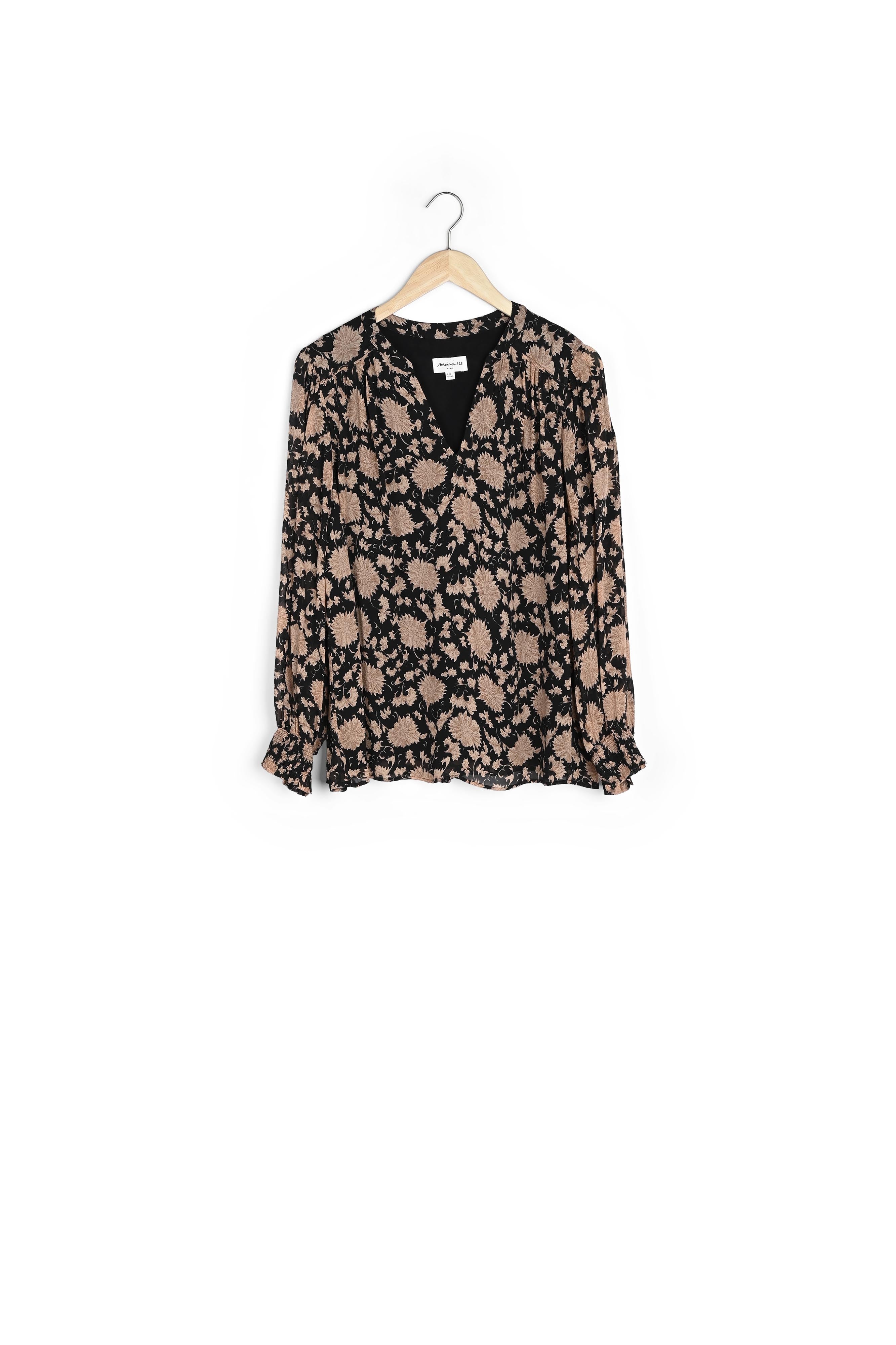 Blouse imprimée noire et poudre Anais Faume - seconde main