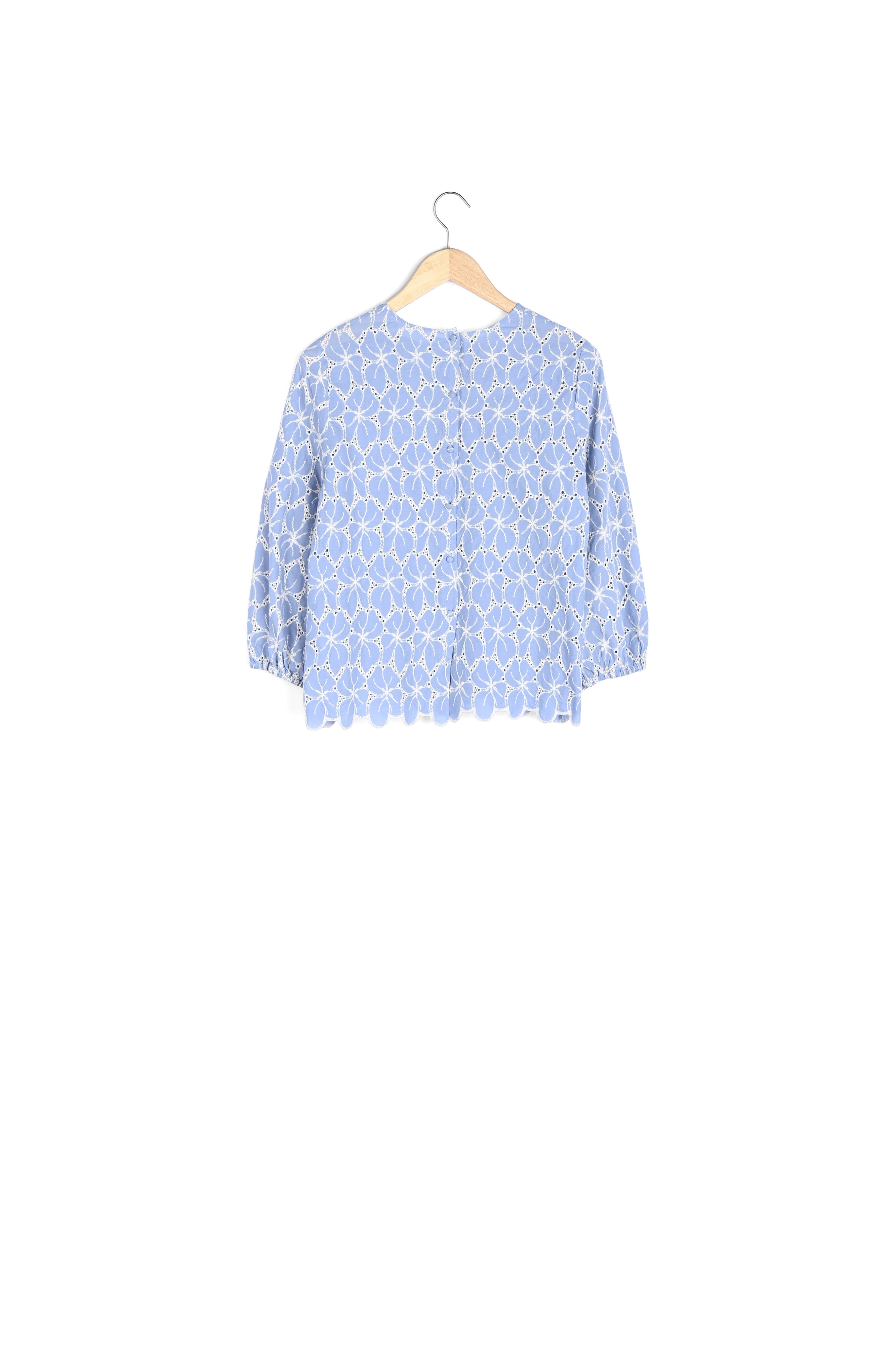 Blouse en coton brodé bleu clair Lindsay Faume - seconde main