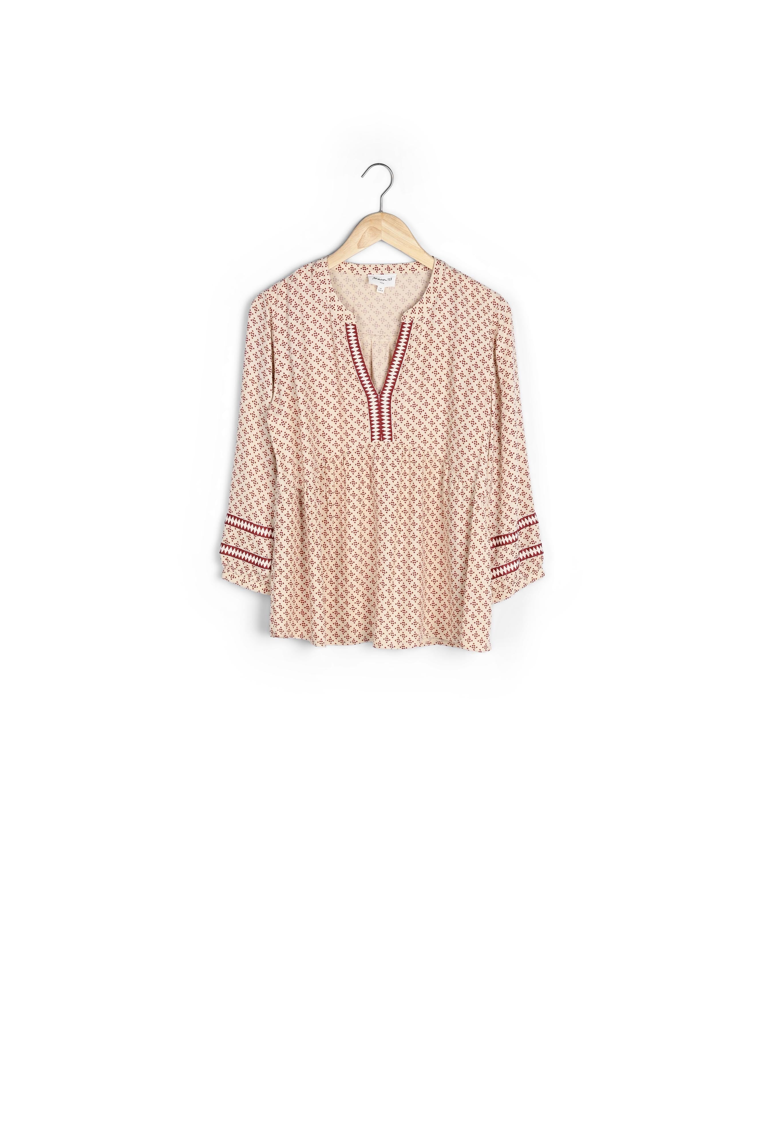 Blouse fluide imprimée écrue et bordeaux Amandine Faume - seconde main