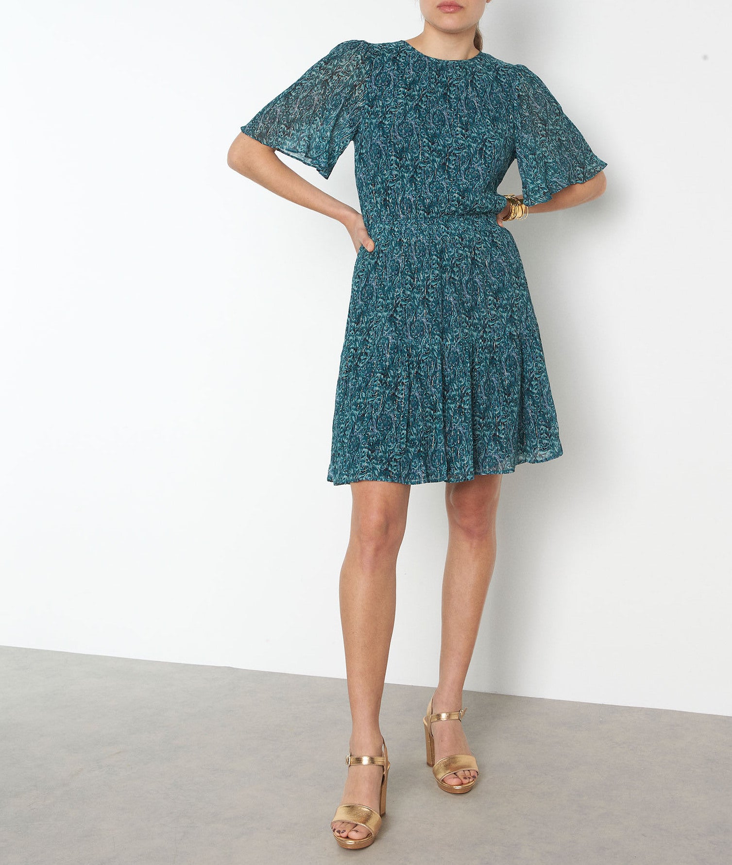 Robe courte imprimée verte Nose Faume - seconde main