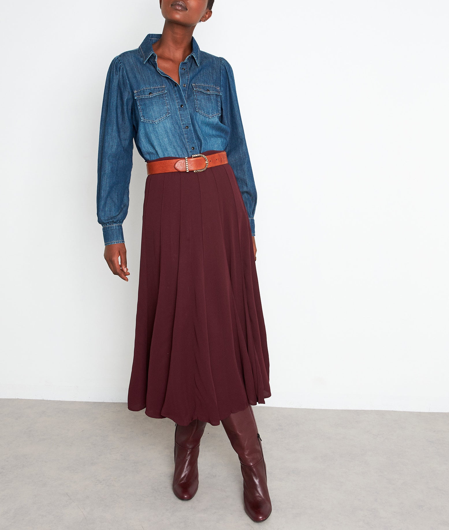 Chemise en denim brut délavé Agathe Faume - seconde main