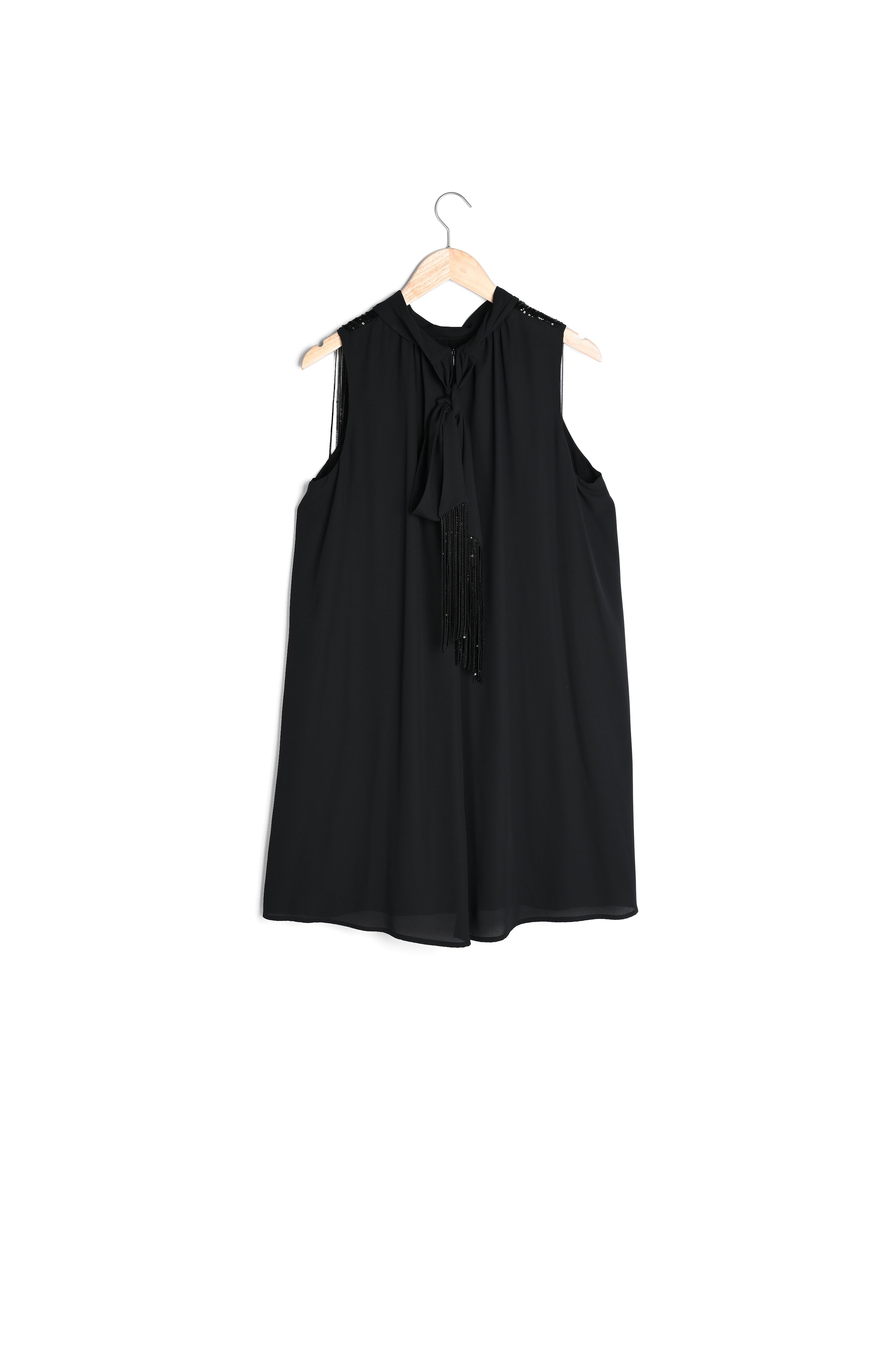 Robe noire sans manches à franges sequins Chachacha Faume - seconde main