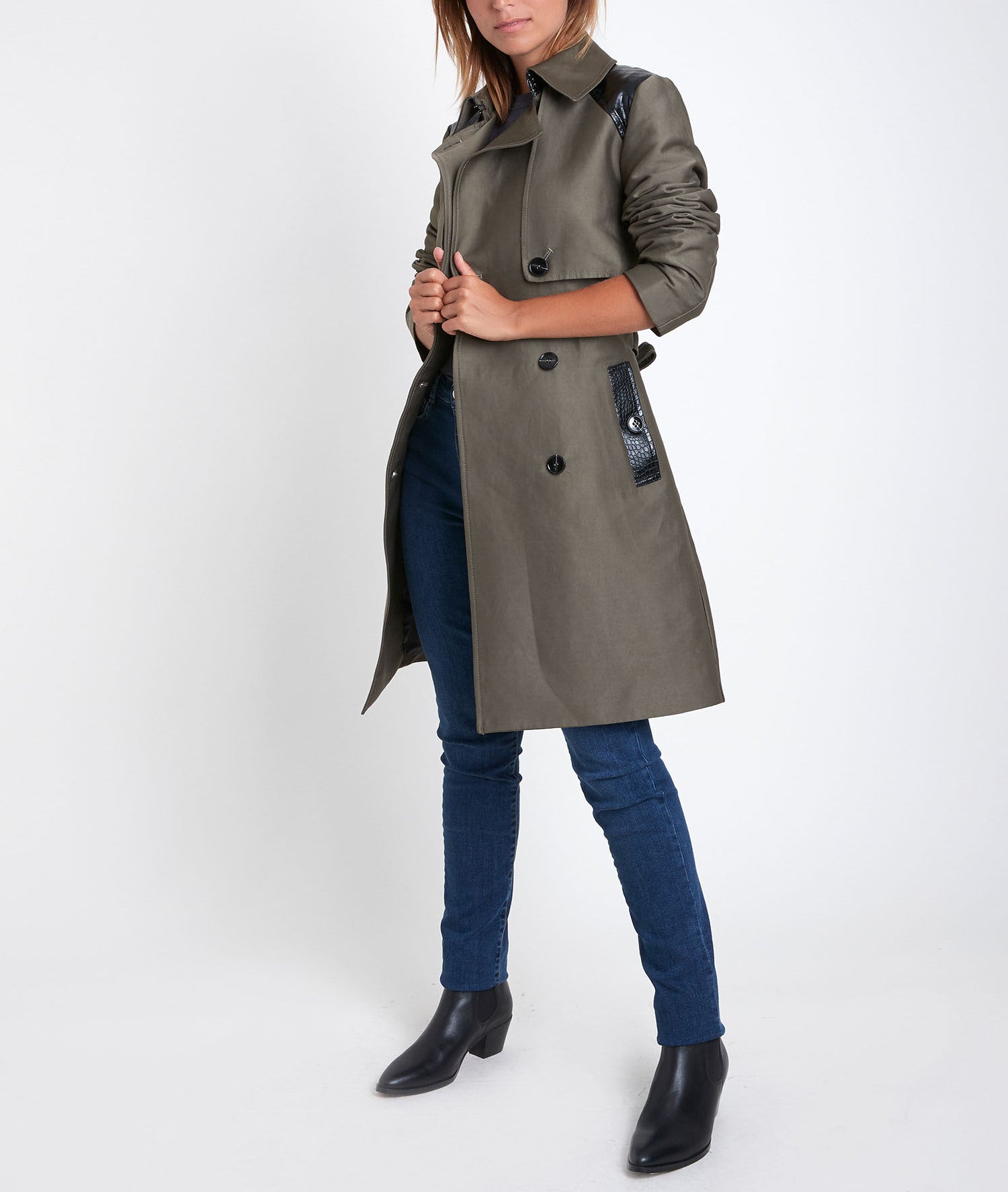 Trench 3/4 kaki Sokari Faume - seconde main