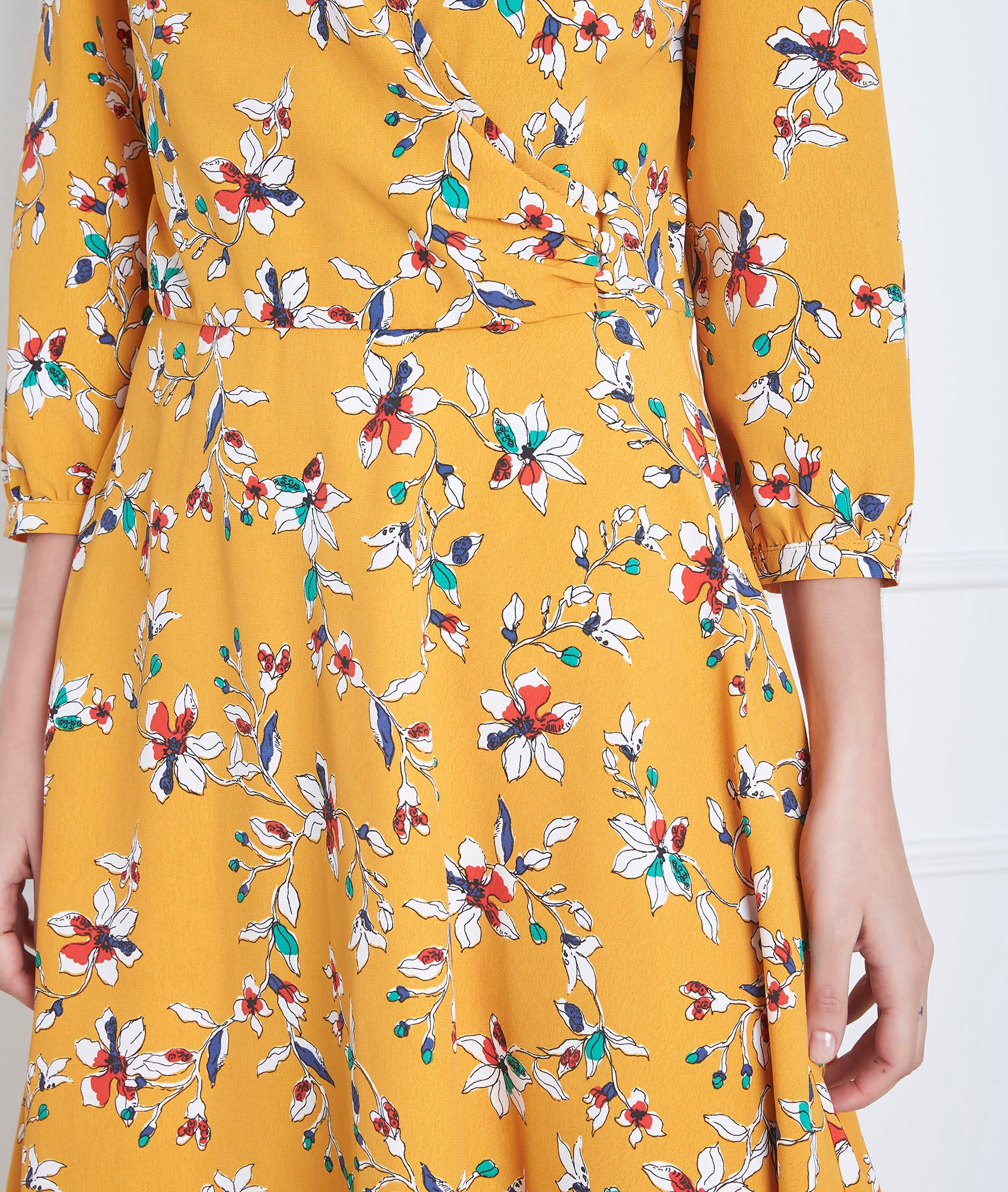 Robe jaune imprimé fleuri portefeuille Laurene Faume - seconde main