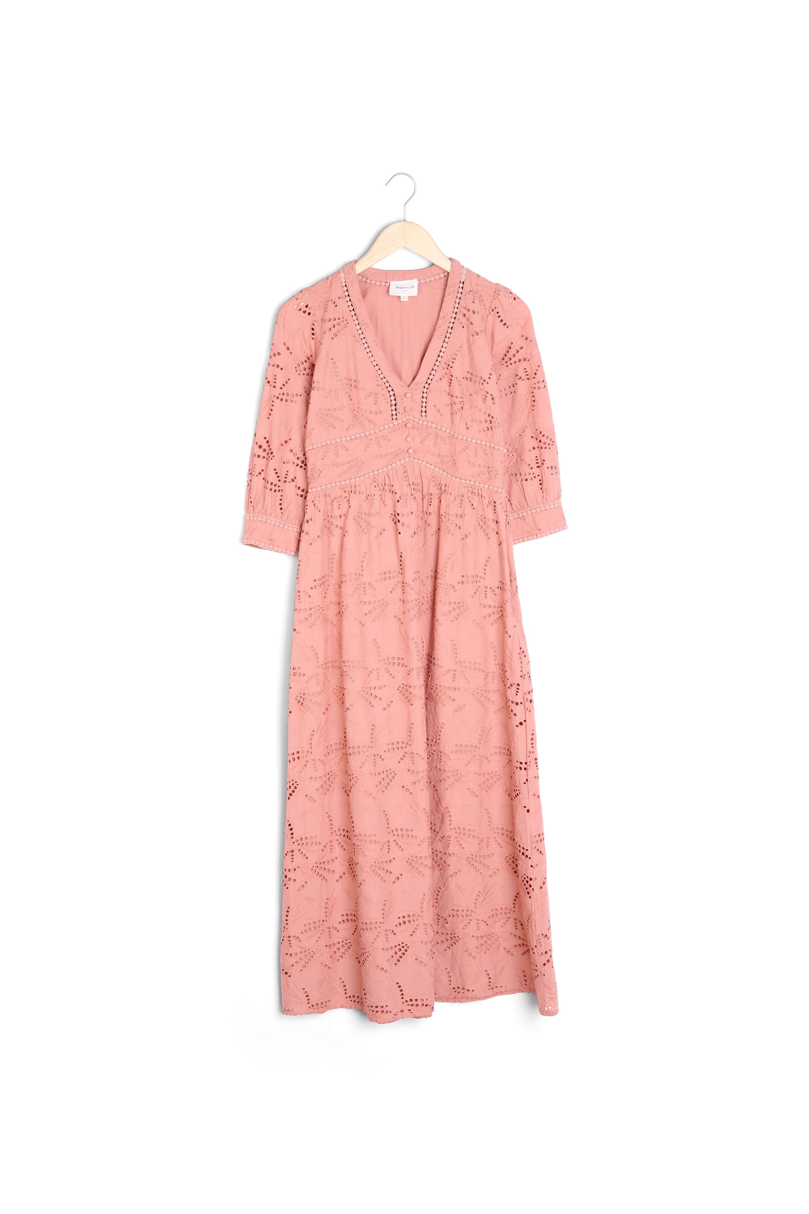 Robe longue en coton biologique brodée Catalia Faume - seconde main