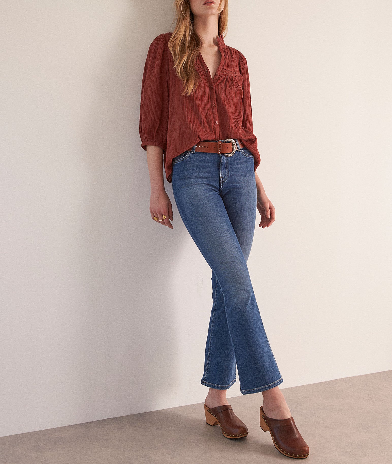 Blouse en gaze de coton brique Clara Faume - seconde main